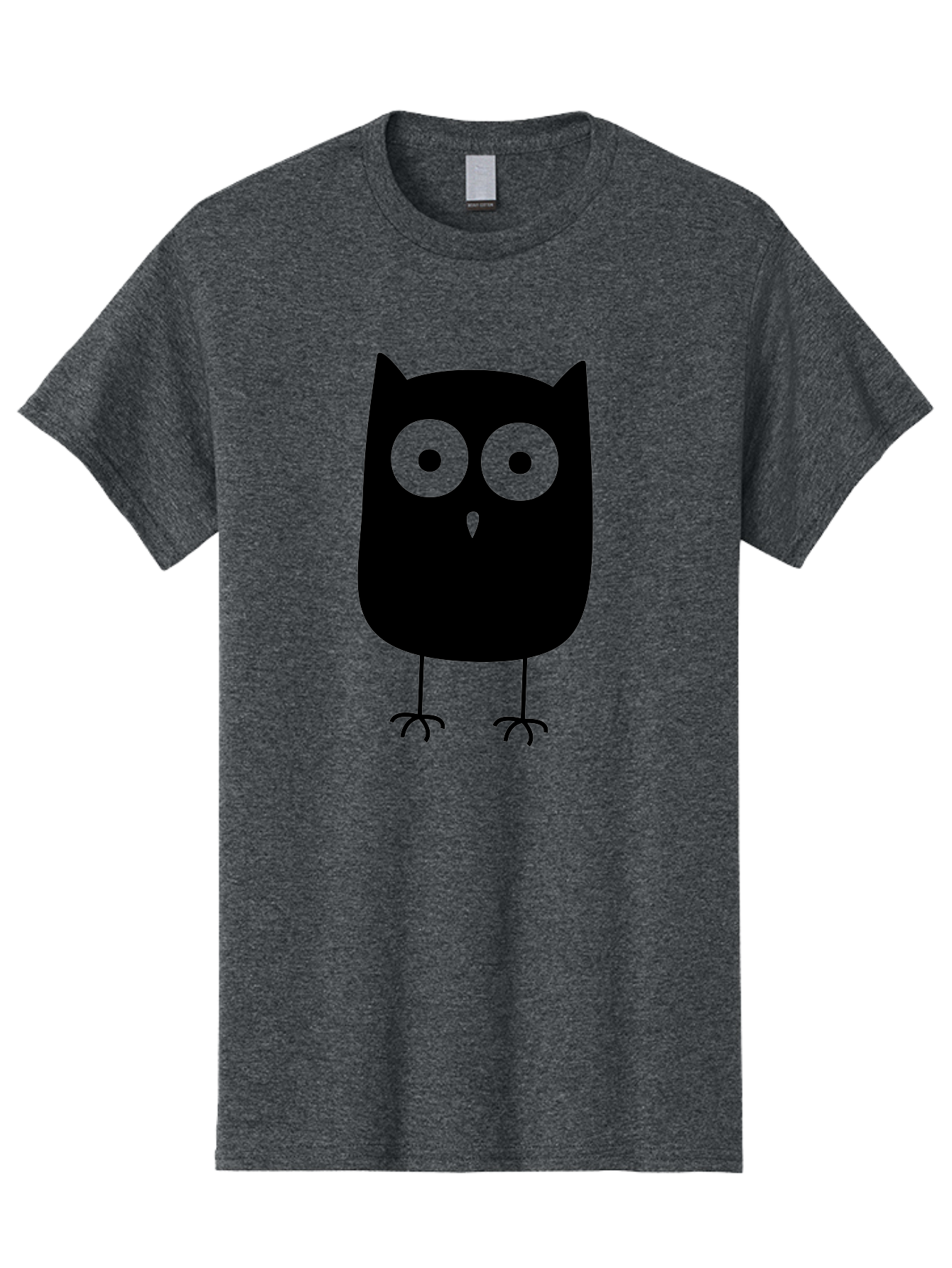 Owl Men'S Graphic Tee, 100% Cotton, Comfortable Casual Summer Wear, Machine Washable, Cartoon Owl, Simple Design, Black Silhouette, Green Eyes, Cute Illustration, Minimalist Art, Bird Character, Graphic Design Element Aab232 11