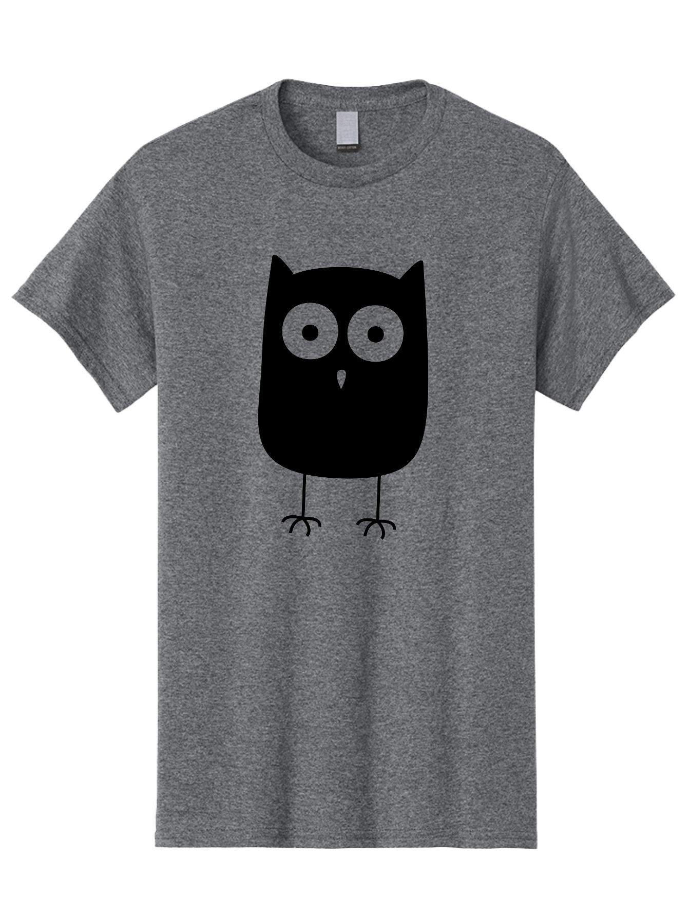 Owl Men'S Graphic Tee, 100% Cotton, Comfortable Casual Summer Wear, Machine Washable, Cartoon Owl, Simple Design, Black Silhouette, Green Eyes, Cute Illustration, Minimalist Art, Bird Character, Graphic Design Element Aab232 27