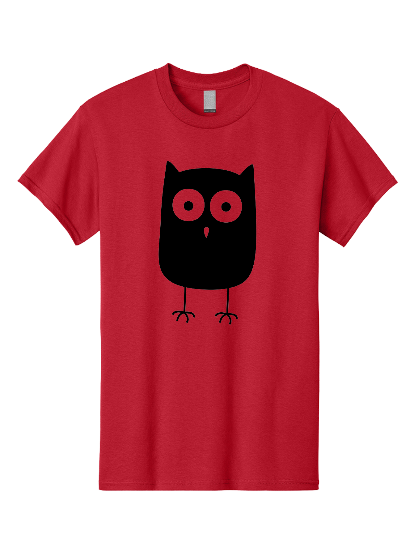 Owl Men'S Graphic Tee, 100% Cotton, Comfortable Casual Summer Wear, Machine Washable, Cartoon Owl, Simple Design, Black Silhouette, Green Eyes, Cute Illustration, Minimalist Art, Bird Character, Graphic Design Element Aab232 21