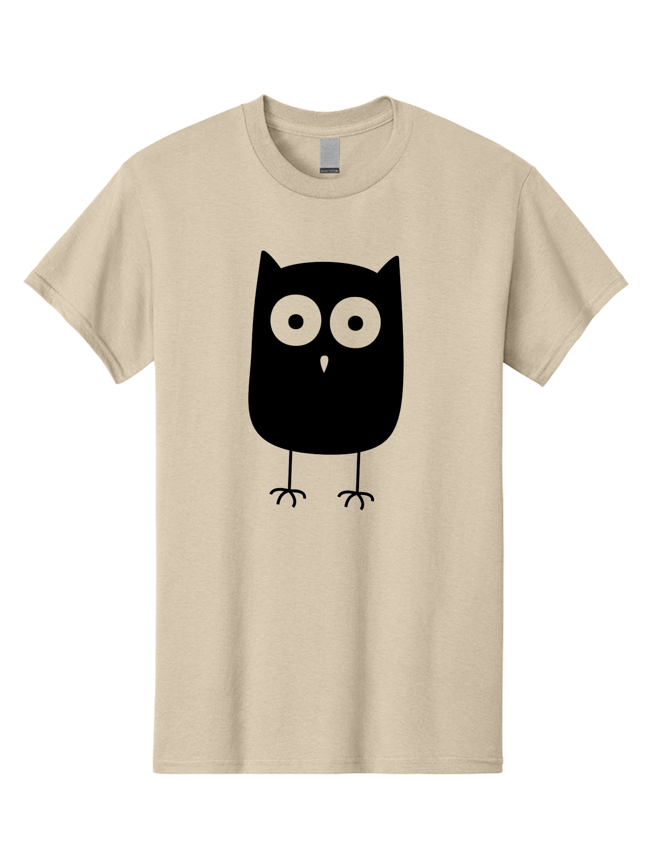 Owl Men'S Graphic Tee, 100% Cotton, Comfortable Casual Summer Wear, Machine Washable, Cartoon Owl, Simple Design, Black Silhouette, Green Eyes, Cute Illustration, Minimalist Art, Bird Character, Graphic Design Element Aab232 17