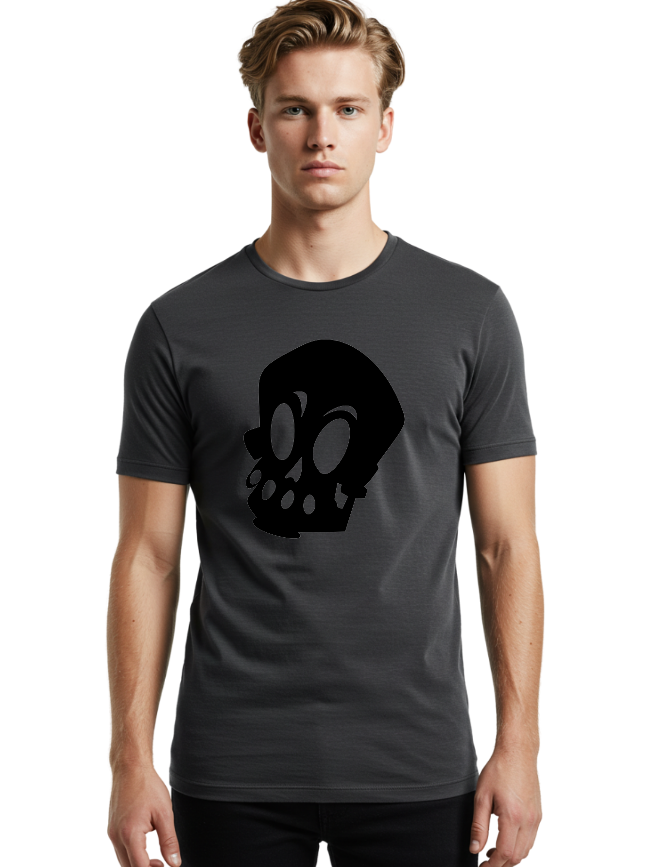 Skull Men'S Graphic Tee, 100% Cotton, Comfortable Casual Summer Wear, Machine Washable, Human Skull, Death Symbol, Gothic Icon, Spooky Emblem, Dark Imagery, Skull Illustration, Goth Culture, Halloween Symbol, Skull Art Aab233 16