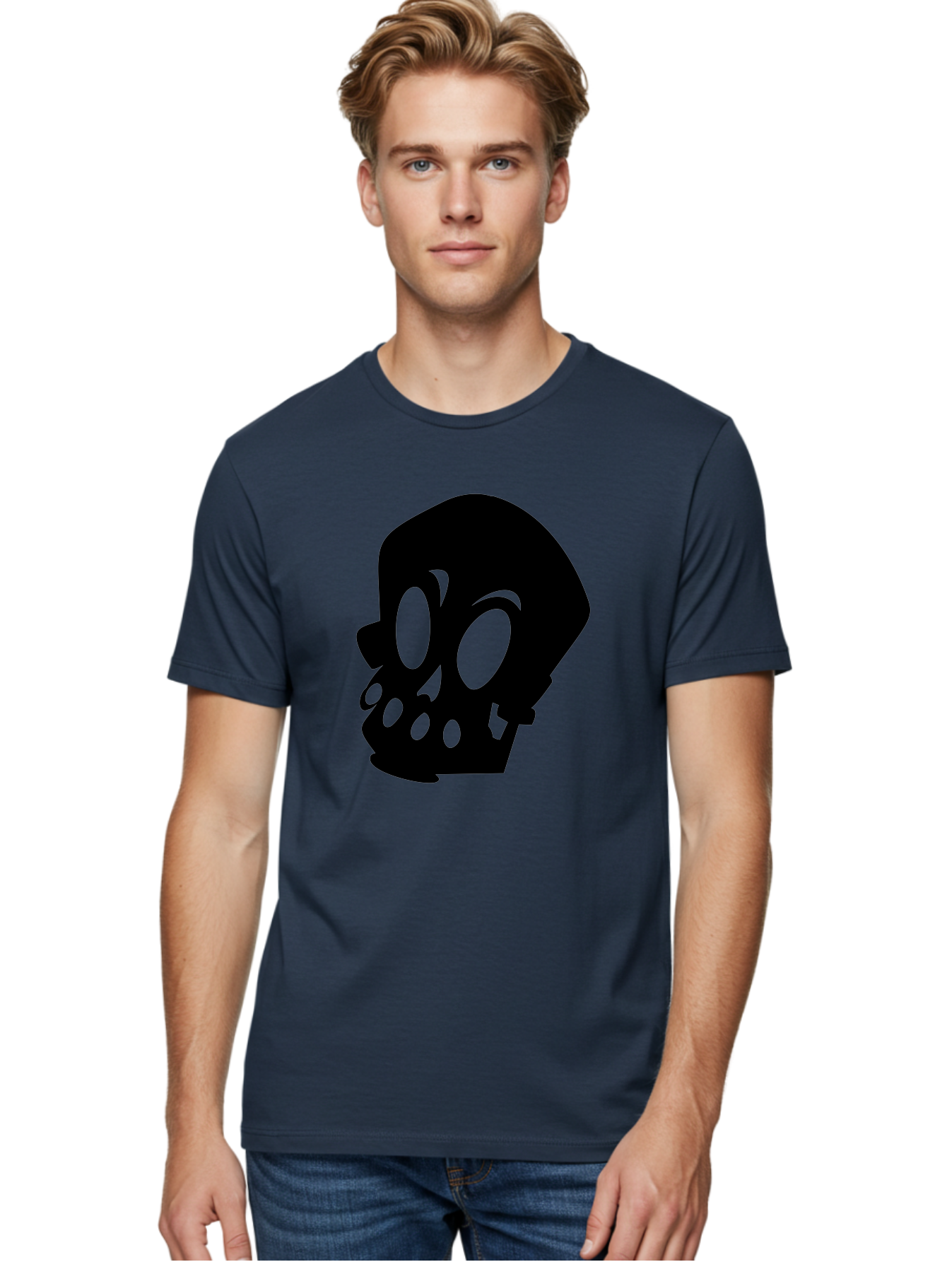 Skull Men'S Graphic Tee, 100% Cotton, Comfortable Casual Summer Wear, Machine Washable, Human Skull, Death Symbol, Gothic Icon, Spooky Emblem, Dark Imagery, Skull Illustration, Goth Culture, Halloween Symbol, Skull Art Aab233 30