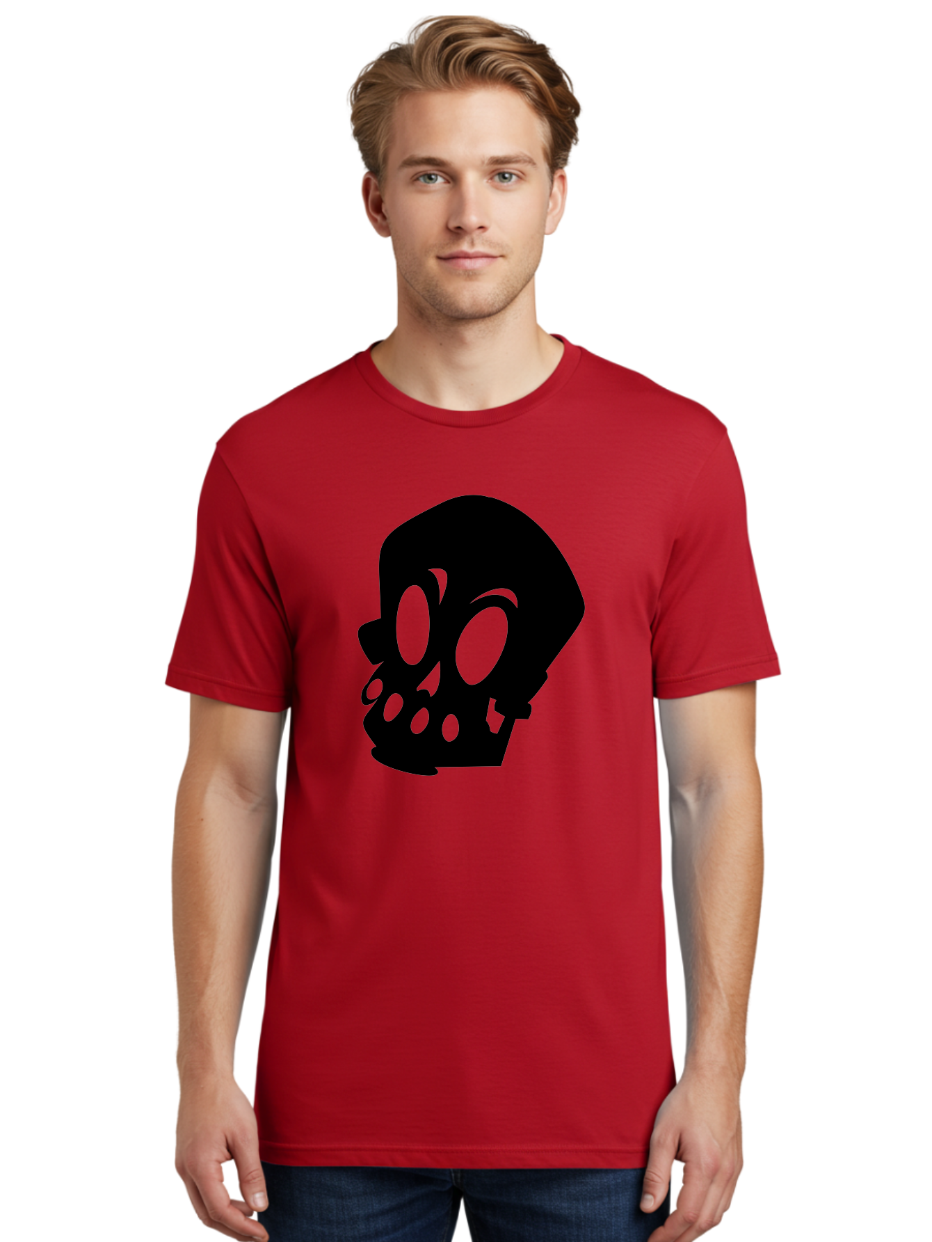 Skull Men'S Graphic Tee, 100% Cotton, Comfortable Casual Summer Wear, Machine Washable, Human Skull, Death Symbol, Gothic Icon, Spooky Emblem, Dark Imagery, Skull Illustration, Goth Culture, Halloween Symbol, Skull Art Aab233 24
