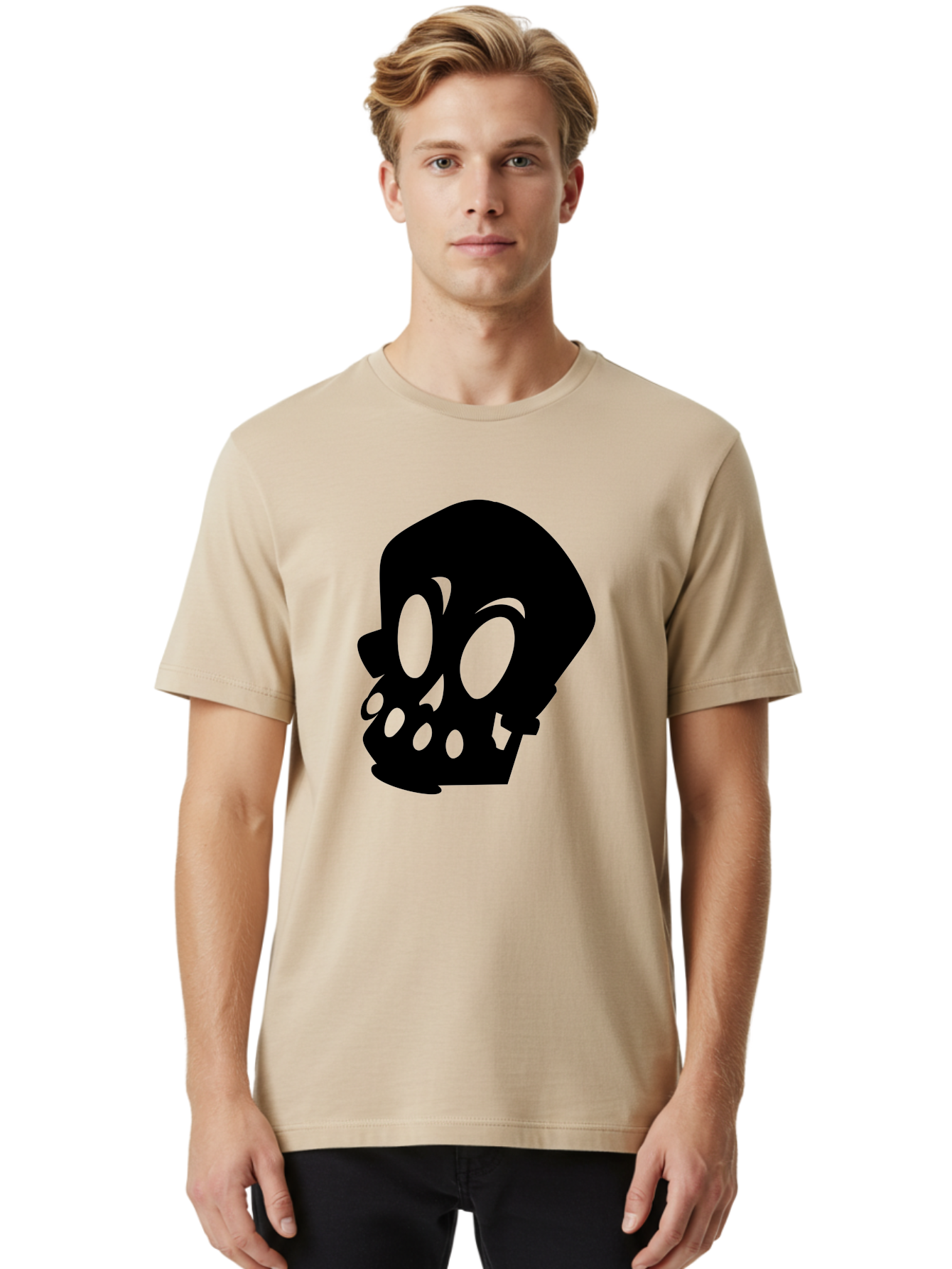 Skull Men'S Graphic Tee, 100% Cotton, Comfortable Casual Summer Wear, Machine Washable, Human Skull, Death Symbol, Gothic Icon, Spooky Emblem, Dark Imagery, Skull Illustration, Goth Culture, Halloween Symbol, Skull Art Aab233 6