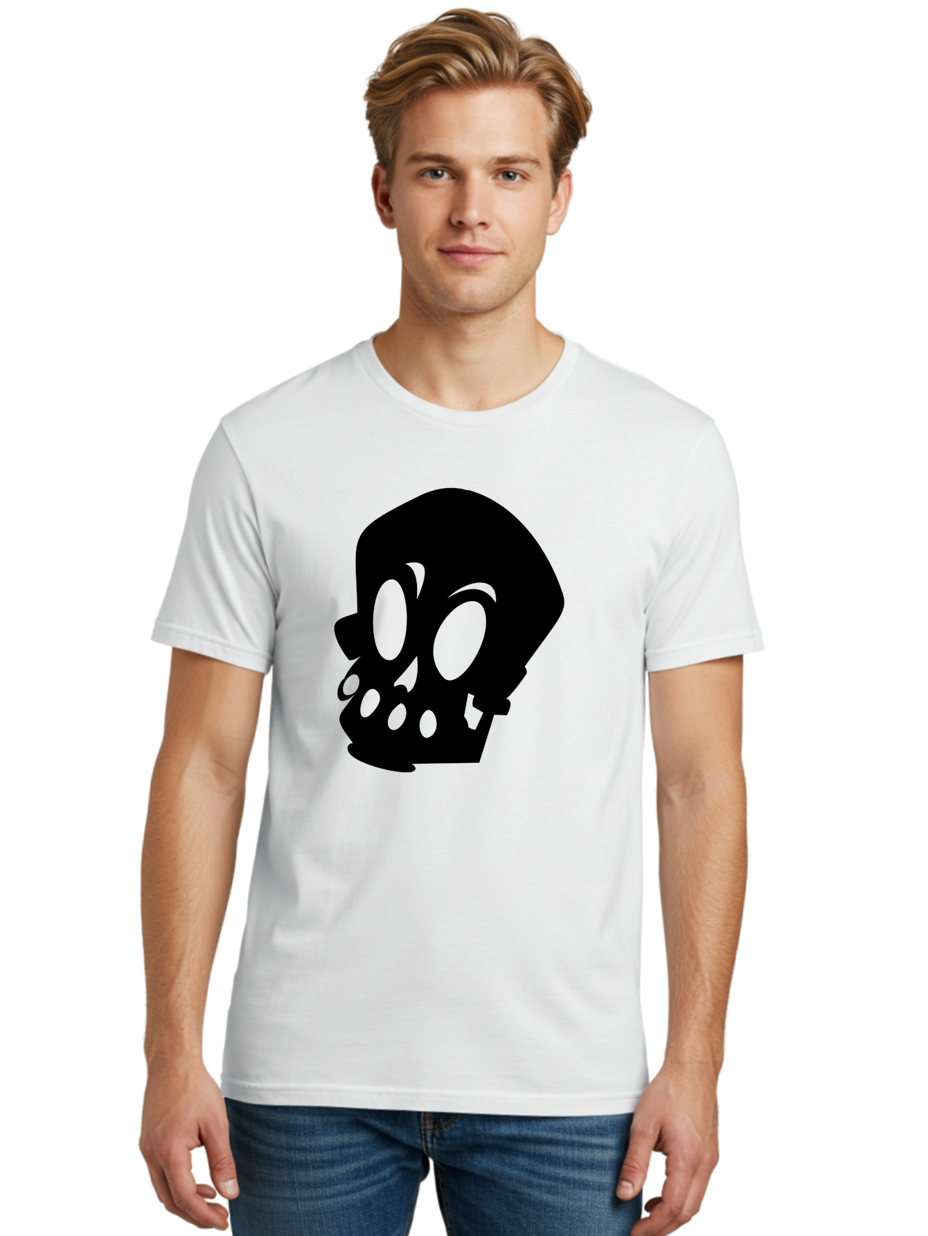 Skull Men'S Graphic Tee, 100% Cotton, Comfortable Casual Summer Wear, Machine Washable, Human Skull, Death Symbol, Gothic Icon, Spooky Emblem, Dark Imagery, Skull Illustration, Goth Culture, Halloween Symbol, Skull Art Aab233 8