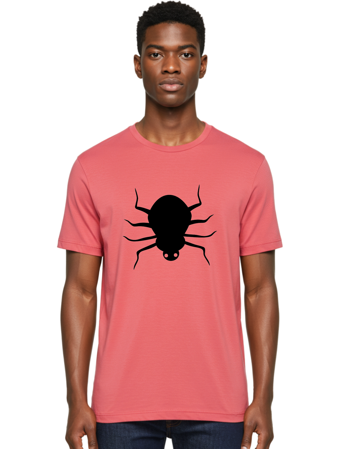 Spider-Silhouette Men'S Graphic Tee, 100% Cotton, Comfortable Casual Summer Wear, Machine Washable, Black Spider Silhouette, Spider Icon, Arachnid Symbol, Creepy Crawlers, Eight-Legged Creature, Menacing Silhouette, Simple Design, Aab234 6