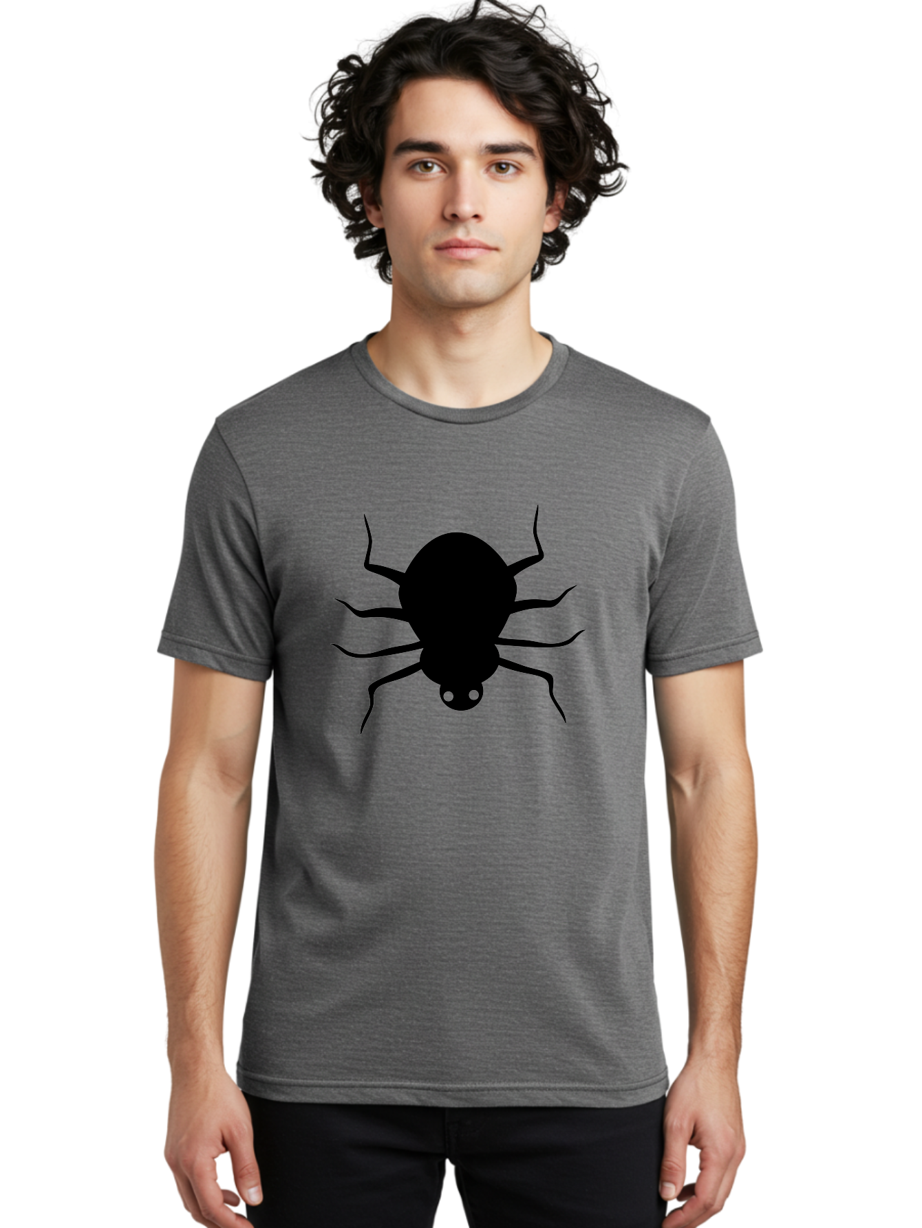Spider-Silhouette Men'S Graphic Tee, 100% Cotton, Comfortable Casual Summer Wear, Machine Washable, Black Spider Silhouette, Spider Icon, Arachnid Symbol, Creepy Crawlers, Eight-Legged Creature, Menacing Silhouette, Simple Design, Aab234 10