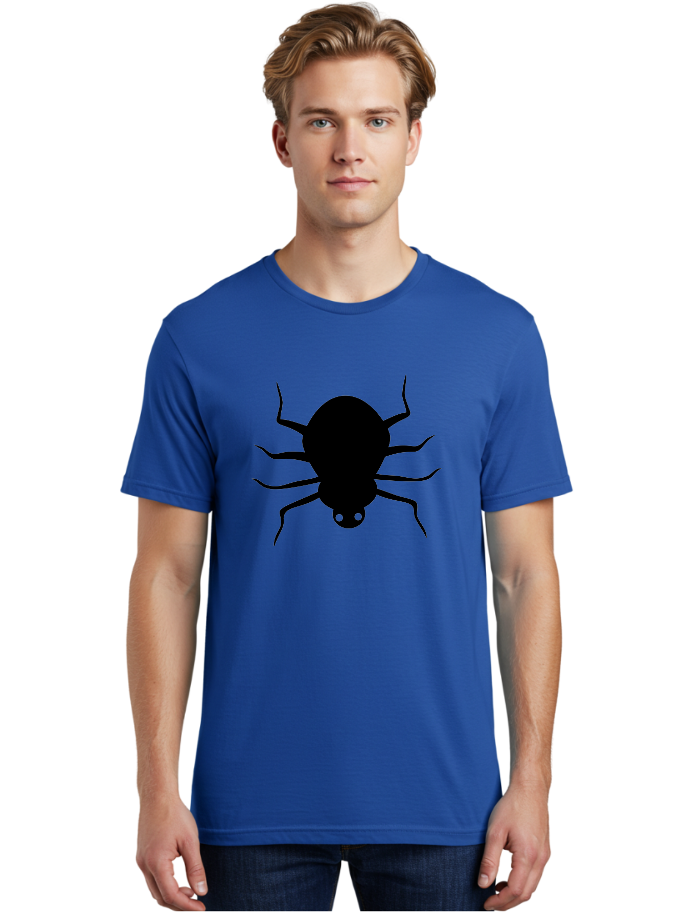 Spider-Silhouette Men'S Graphic Tee, 100% Cotton, Comfortable Casual Summer Wear, Machine Washable, Black Spider Silhouette, Spider Icon, Arachnid Symbol, Creepy Crawlers, Eight-Legged Creature, Menacing Silhouette, Simple Design, Aab234 26