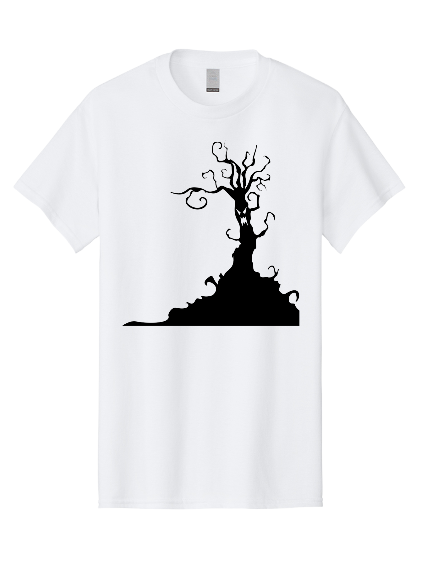 Tree-Silhouette Men'S Graphic Tee, 100% Cotton, Comfortable Casual Summer Wear, Machine Washable, Twisted Tree, Spooky Atmosphere, Mysterious Forest, Gothic Landscape, Bare Branches, Eerie Silhouette, Dark Fantasy, Haunting Imagery Aab235 29