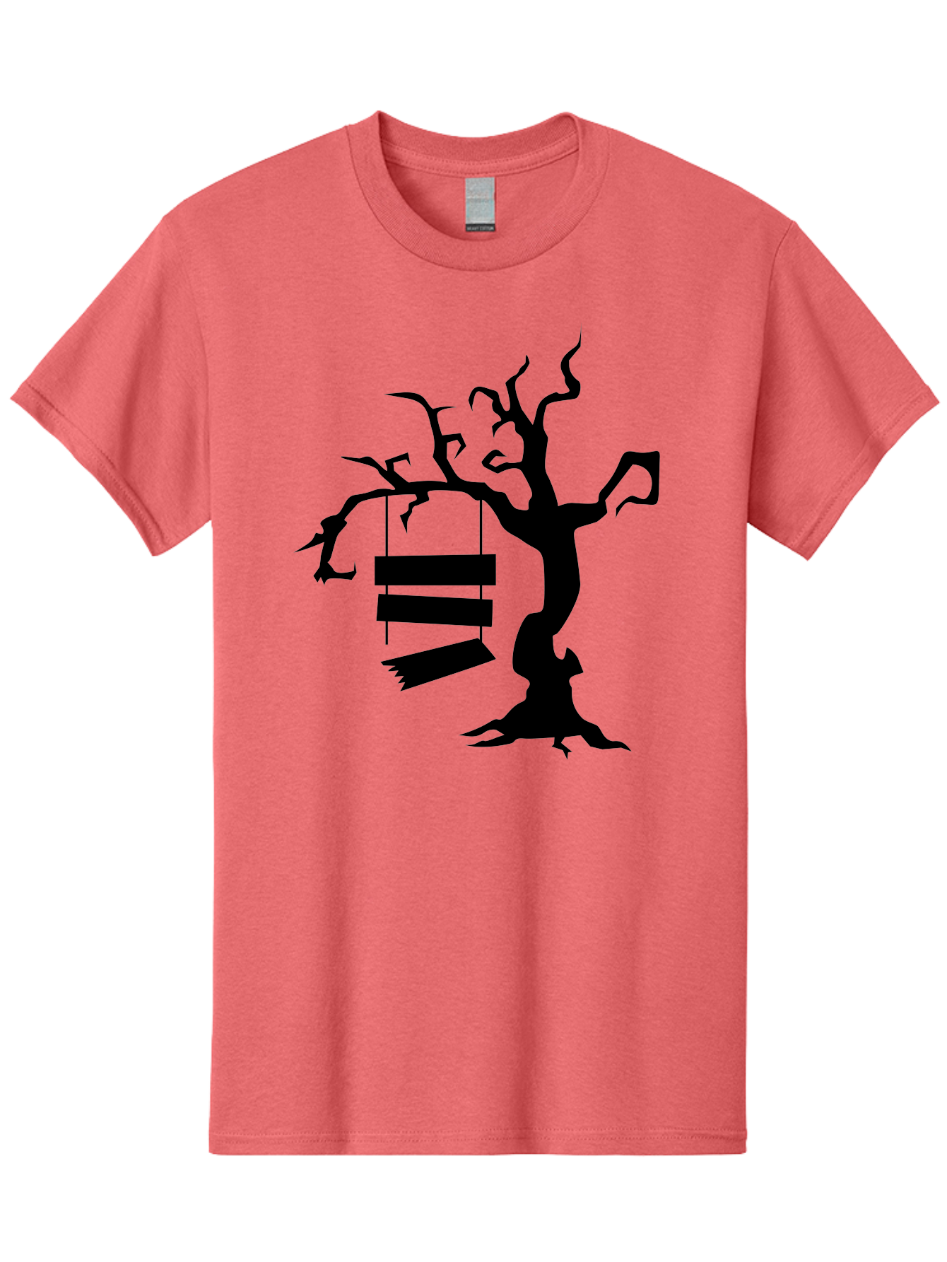 Tree-Swing-Silhouette Men'S Graphic Tee, 100% Cotton, Comfortable Casual Summer Wear, Machine Washable, Tree Swing, Spooky Tree, Twisted Branches, Wooden Planks, Eerie Atmosphere, Haunting Decor, Halloween Theme, Gothic Style Aab236 5