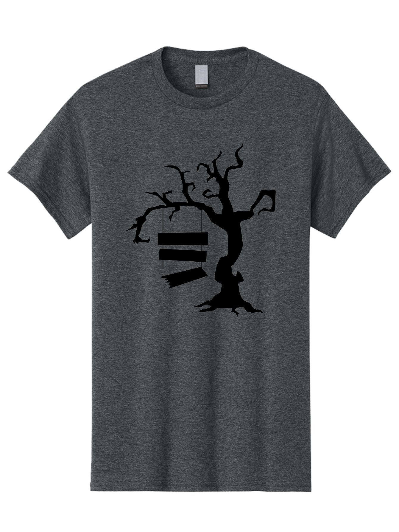 Tree-Swing-Silhouette Men'S Graphic Tee, 100% Cotton, Comfortable Casual Summer Wear, Machine Washable, Tree Swing, Spooky Tree, Twisted Branches, Wooden Planks, Eerie Atmosphere, Haunting Decor, Halloween Theme, Gothic Style Aab236 7