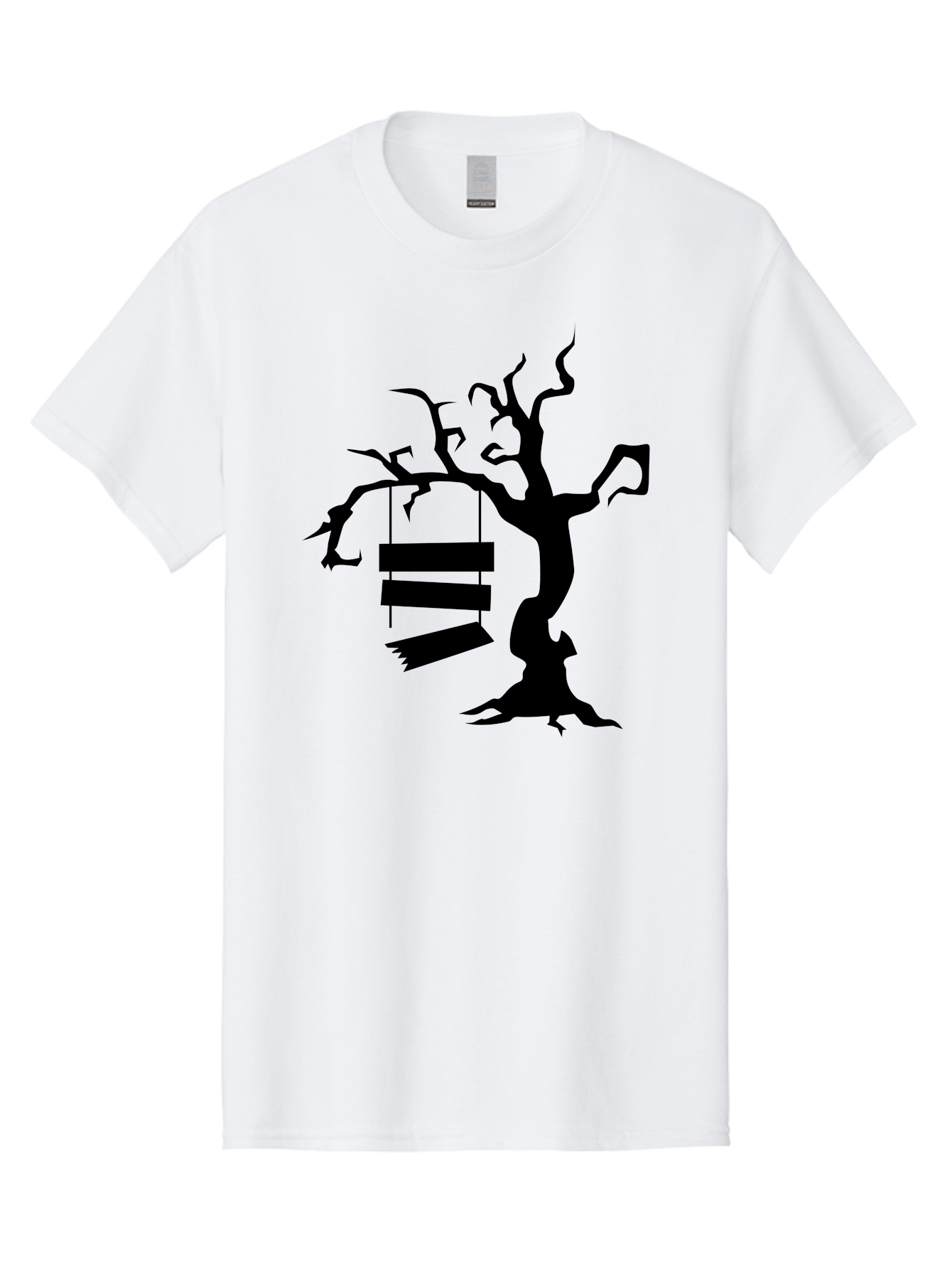 Tree-Swing-Silhouette Men'S Graphic Tee, 100% Cotton, Comfortable Casual Summer Wear, Machine Washable, Tree Swing, Spooky Tree, Twisted Branches, Wooden Planks, Eerie Atmosphere, Haunting Decor, Halloween Theme, Gothic Style Aab236 29