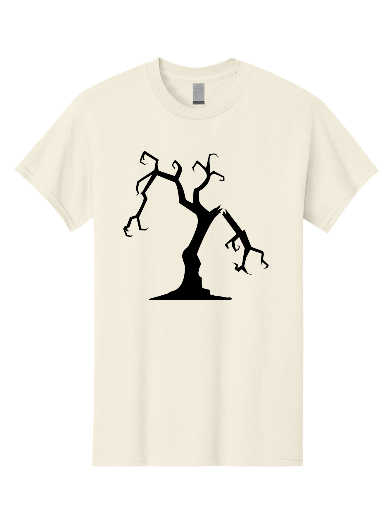 Twisted-Tree Men'S Graphic Tee, 100% Cotton, Comfortable Casual Summer Wear, Machine Washable, Dead Tree, Bare Branches, Twisted Limbs, Spooky Atmosphere, Dark Silhouette, Halloween Theme, Eerie Landscape, Gothic Aesthetic, Mysterious Forest, Aab237 17