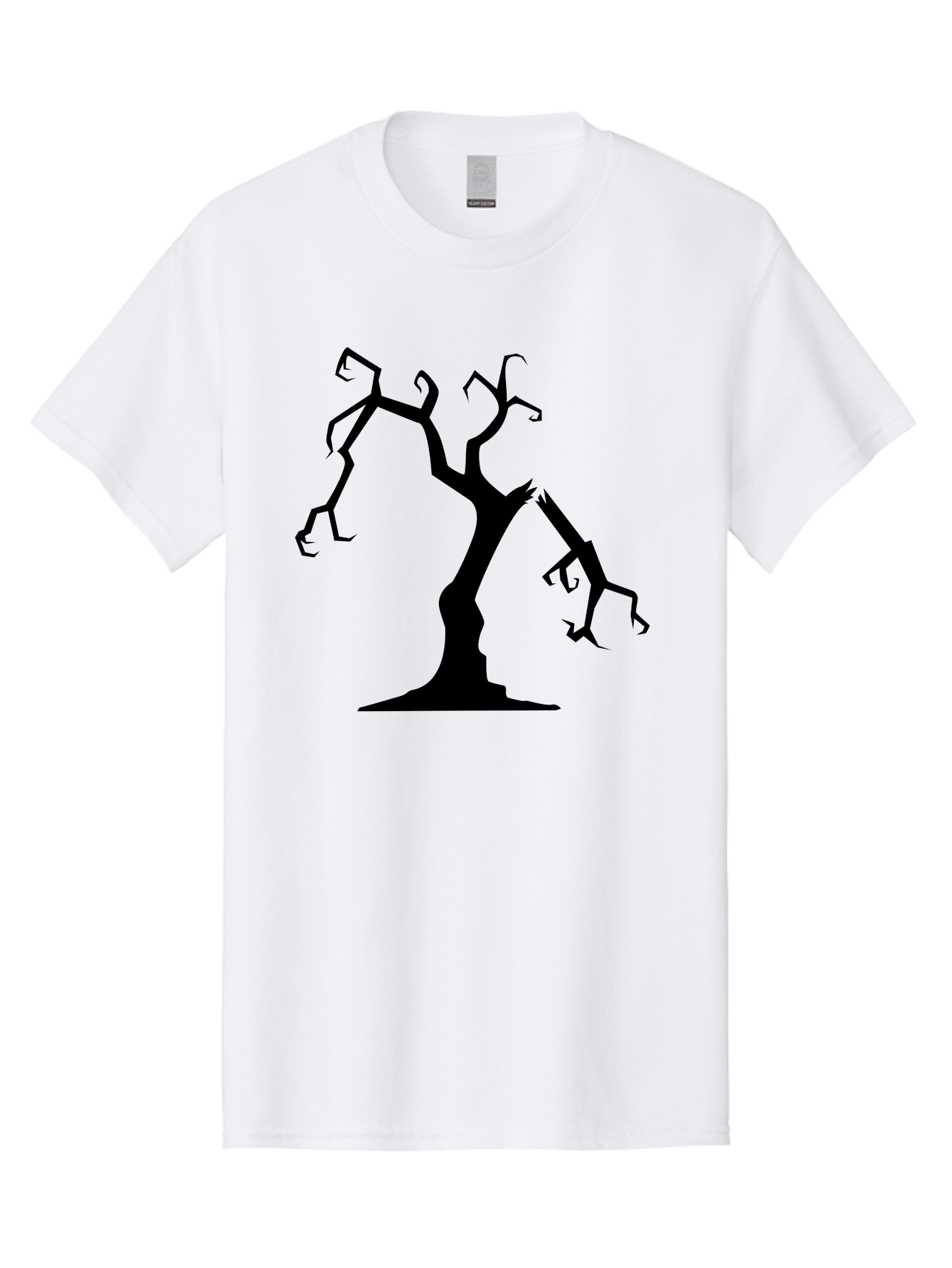 Twisted-Tree Men'S Graphic Tee, 100% Cotton, Comfortable Casual Summer Wear, Machine Washable, Dead Tree, Bare Branches, Twisted Limbs, Spooky Atmosphere, Dark Silhouette, Halloween Theme, Eerie Landscape, Gothic Aesthetic, Mysterious Forest, Aab237 29