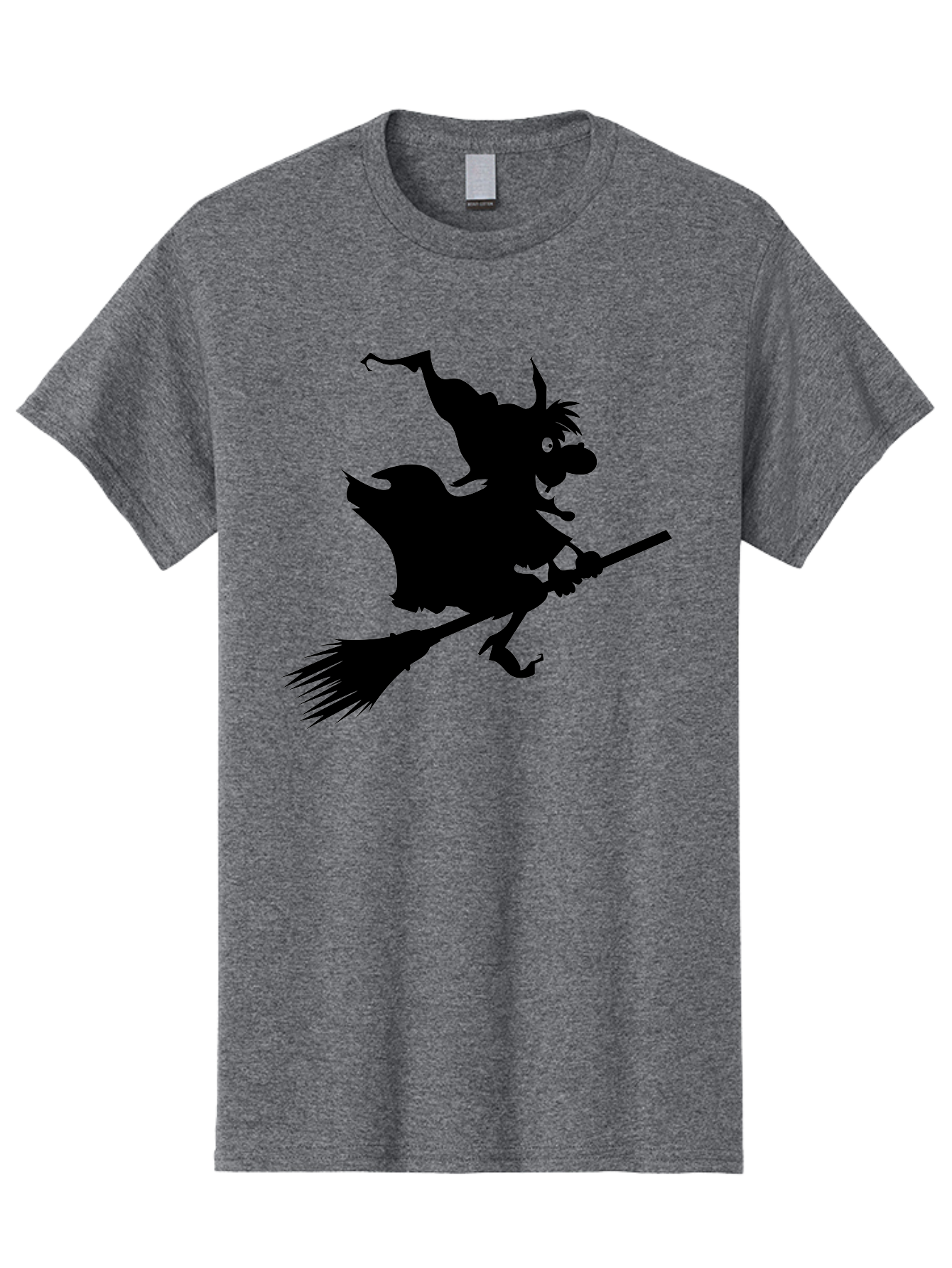 Witch-On-Broomstick Men'S Graphic Tee, 100% Cotton, Comfortable Casual Summer Wear, Machine Washable, Witch On Broomstick, Flying Witch, Halloween Character, Silhouette Art, Magical Creature, Spooky Theme, Mysterious Atmosphere, Aab239 3