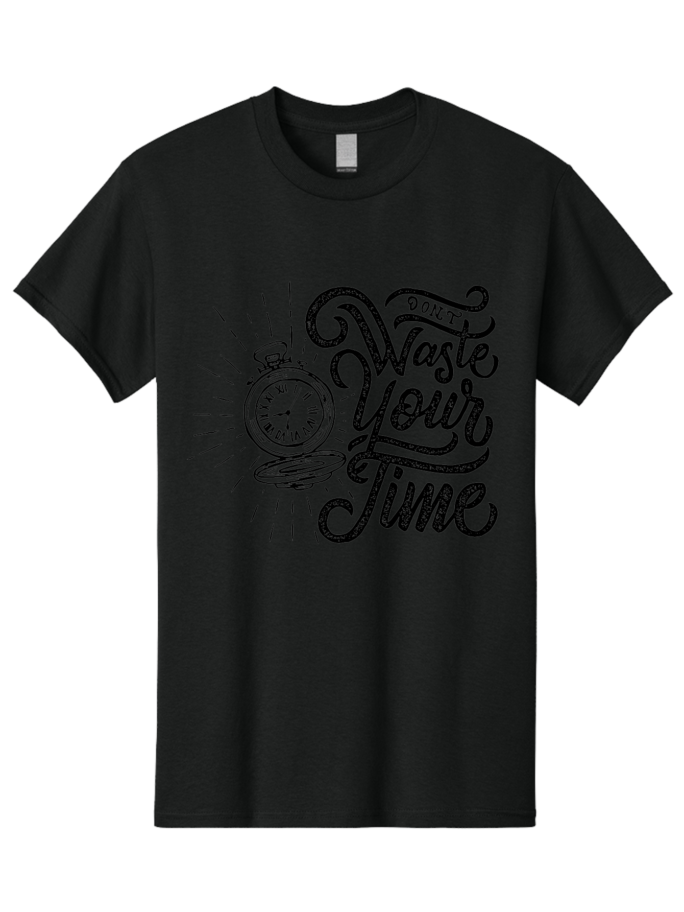 Don-T-Waste-Your-Time-1 Men'S Graphic Tee, 100% Cotton, Comfortable Casual Summer Wear, Machine Washable, Pocket Watch, Motivational Quote, Time Management, Productivity, Inspirational Saying, Vintage Clock, Productivity Tip, Time Is Money Aab243 1
