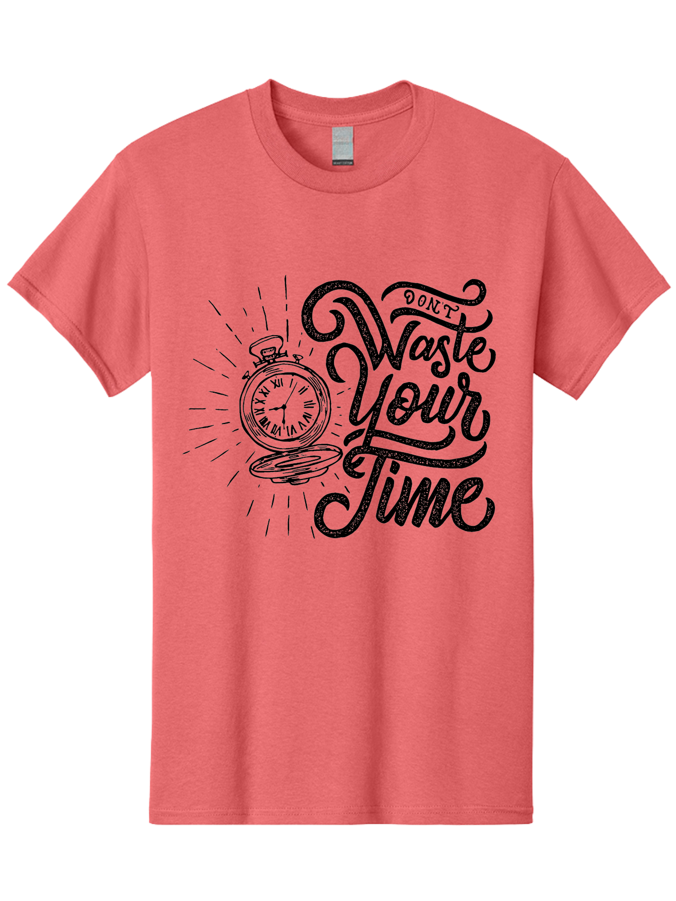 Don-T-Waste-Your-Time-1 Men'S Graphic Tee, 100% Cotton, Comfortable Casual Summer Wear, Machine Washable, Pocket Watch, Motivational Quote, Time Management, Productivity, Inspirational Saying, Vintage Clock, Productivity Tip, Time Is Money Aab243 13