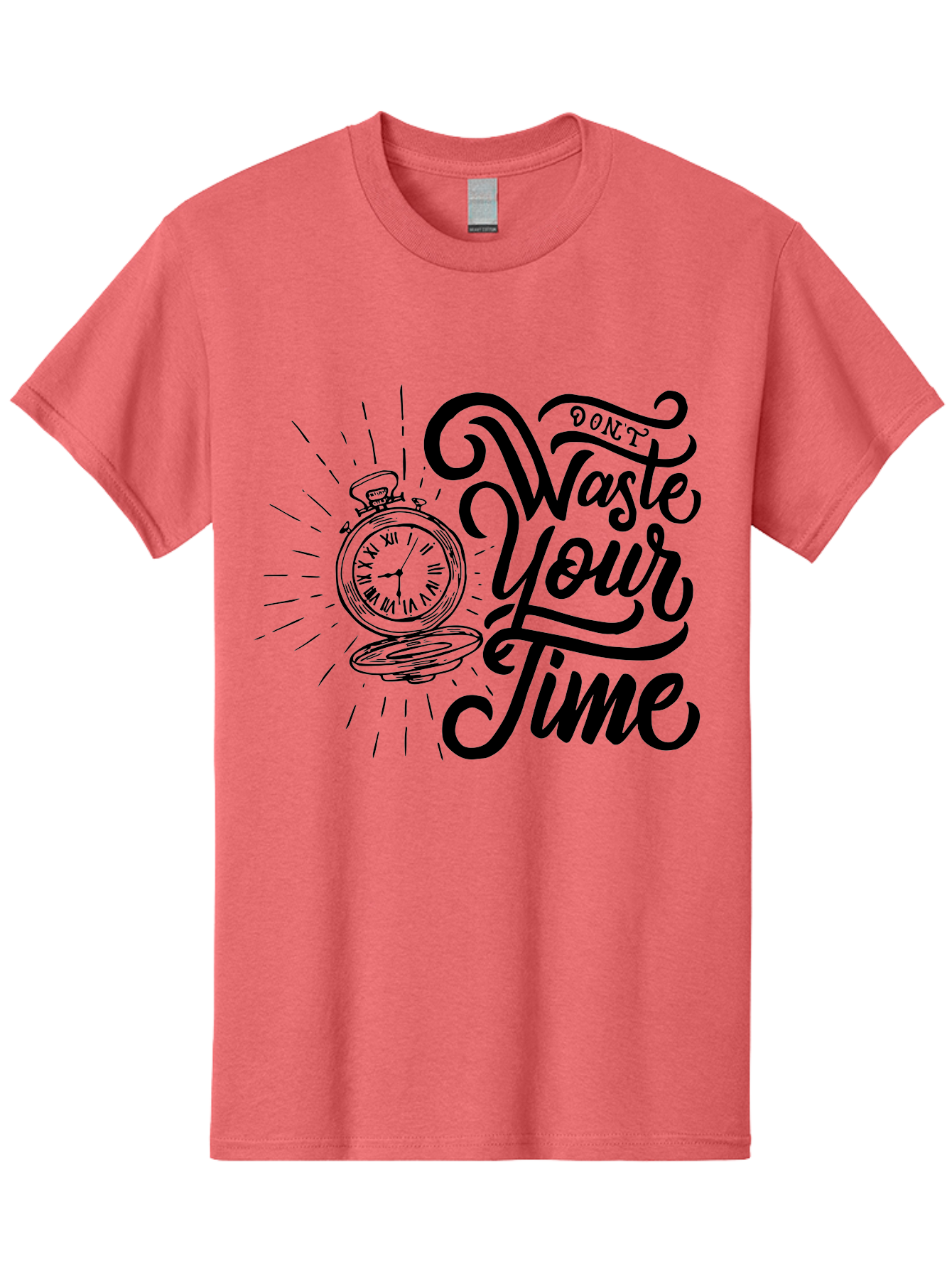 Don-T-Waste-Your-Time Men'S Graphic Tee, 100% Cotton, Comfortable Casual Summer Wear, Machine Washable, Motivational Quote, Pocket Watch, Time Management, Productivity Tips, Inspirational Sayings, Typography Art, Motivational Posters Aab244 5