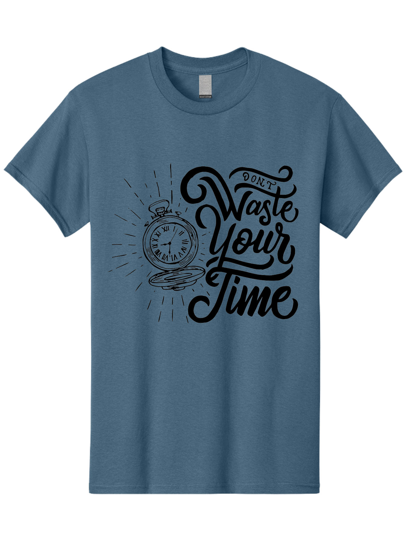 Don-T-Waste-Your-Time Men'S Graphic Tee, 100% Cotton, Comfortable Casual Summer Wear, Machine Washable, Motivational Quote, Pocket Watch, Time Management, Productivity Tips, Inspirational Sayings, Typography Art, Motivational Posters Aab244 11