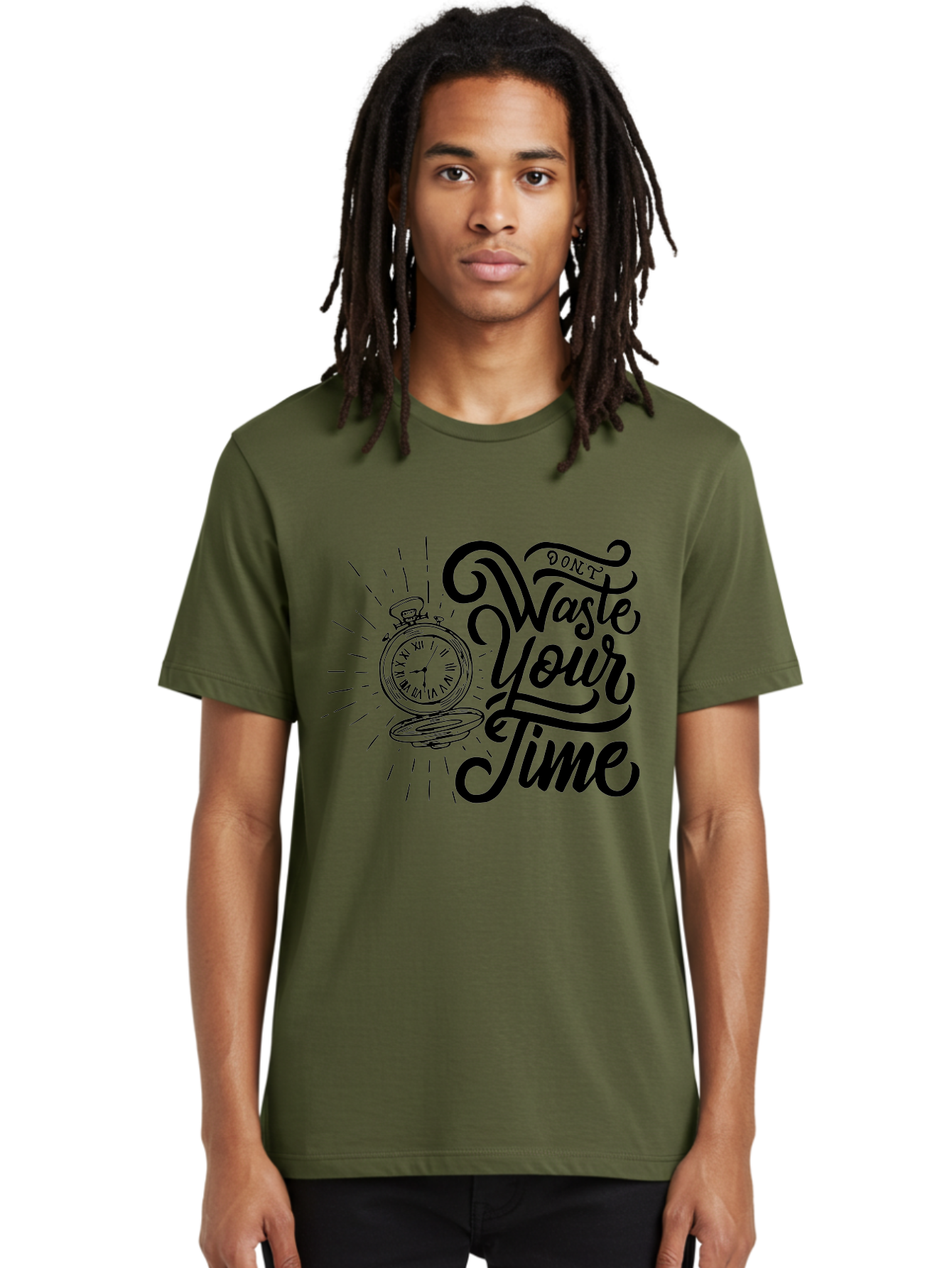 Don-T-Waste-Your-Time Men'S Graphic Tee, 100% Cotton, Comfortable Casual Summer Wear, Machine Washable, Motivational Quote, Pocket Watch, Time Management, Productivity Tips, Inspirational Sayings, Typography Art, Motivational Posters Aab244 16