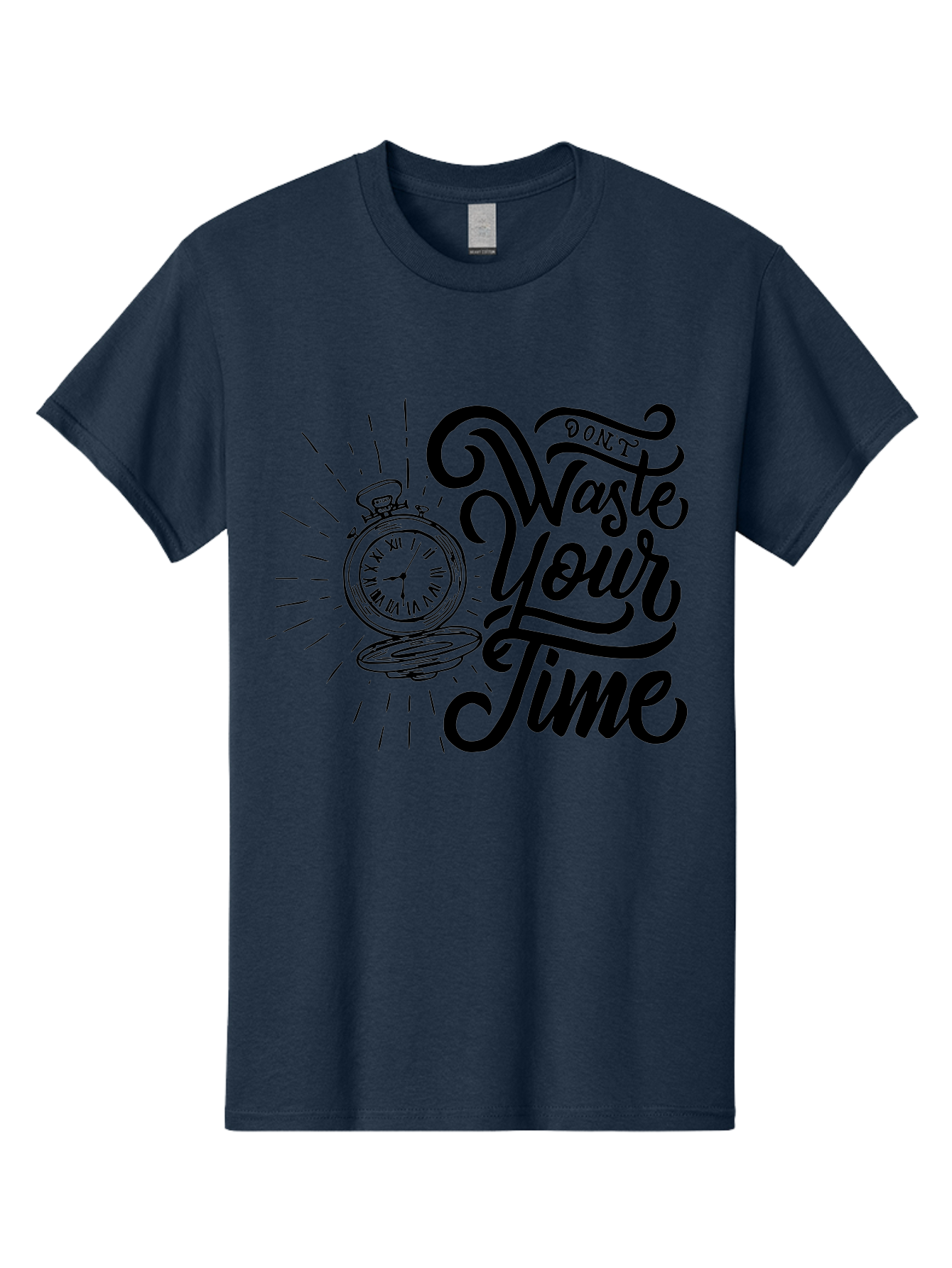 Don-T-Waste-Your-Time Men'S Graphic Tee, 100% Cotton, Comfortable Casual Summer Wear, Machine Washable, Motivational Quote, Pocket Watch, Time Management, Productivity Tips, Inspirational Sayings, Typography Art, Motivational Posters Aab244 19