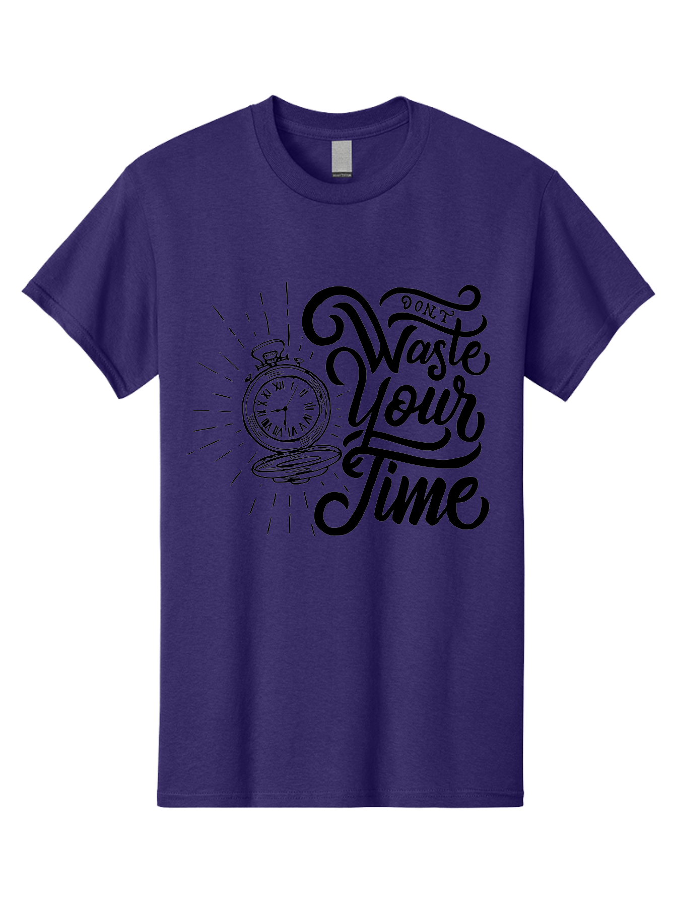 Don-T-Waste-Your-Time Men'S Graphic Tee, 100% Cotton, Comfortable Casual Summer Wear, Machine Washable, Motivational Quote, Pocket Watch, Time Management, Productivity Tips, Inspirational Sayings, Typography Art, Motivational Posters Aab244 21