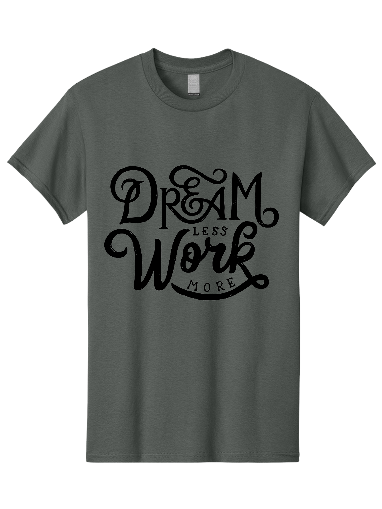 Dream-Less-Work-More Men'S Graphic Tee, 100% Cotton, Comfortable Casual Summer Wear, Machine Washable, Motivational Quote, Dream Less Work More, Inspirational Words, Typography Art, Stylized Text, Black Lettering, Motivational Poster, Aab248 3