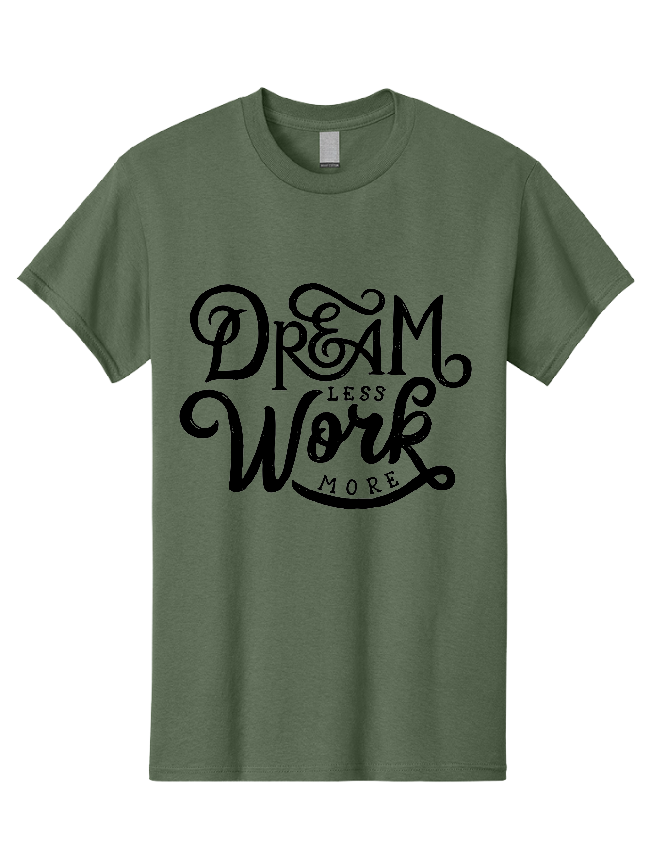 Dream-Less-Work-More Men'S Graphic Tee, 100% Cotton, Comfortable Casual Summer Wear, Machine Washable, Motivational Quote, Dream Less Work More, Inspirational Words, Typography Art, Stylized Text, Black Lettering, Motivational Poster, Aab248 15