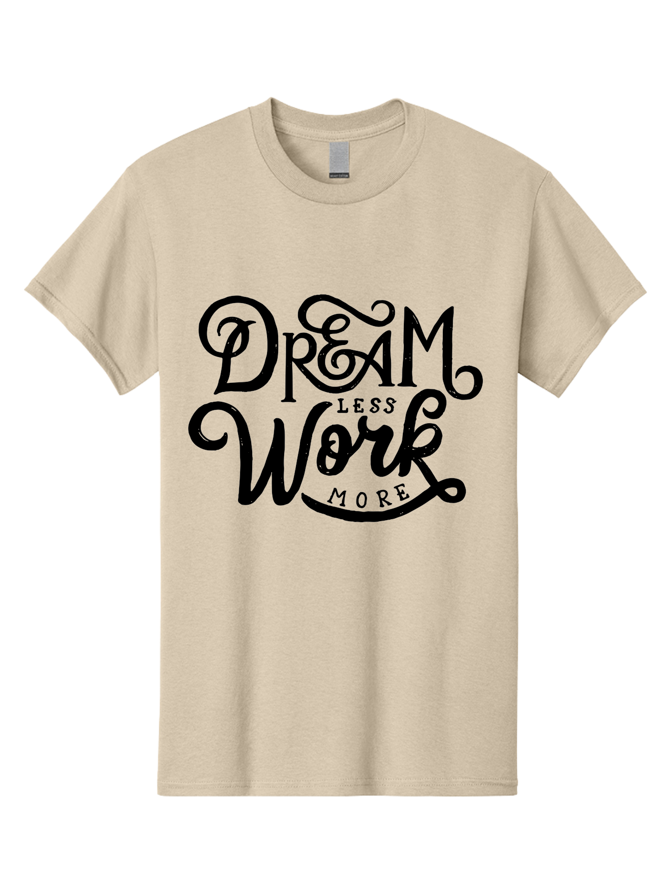 Dream-Less-Work-More Men'S Graphic Tee, 100% Cotton, Comfortable Casual Summer Wear, Machine Washable, Motivational Quote, Dream Less Work More, Inspirational Words, Typography Art, Stylized Text, Black Lettering, Motivational Poster, Aab248 27