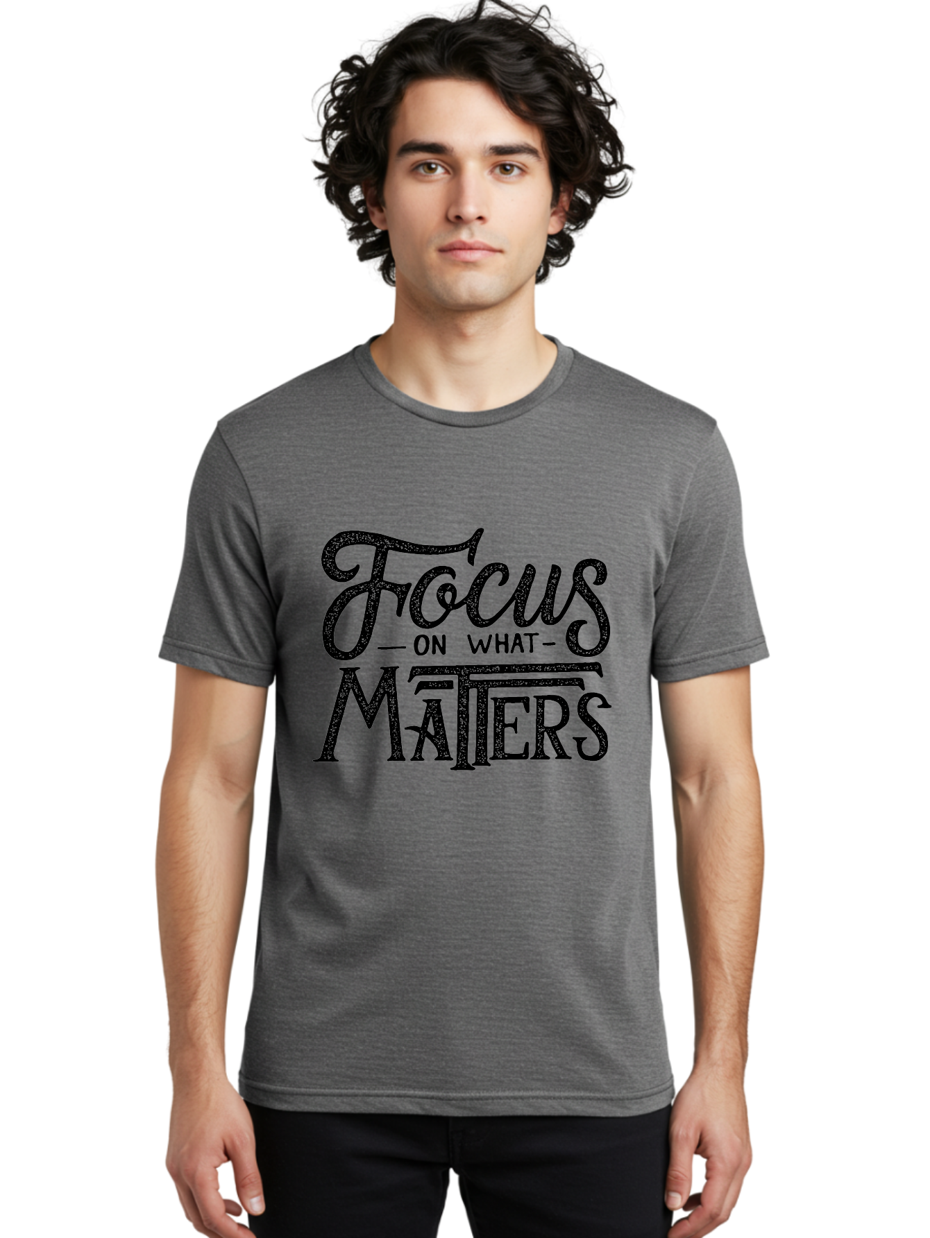 Focus-On-What-Matters-1 Men'S Graphic Tee, 100% Cotton, Comfortable Casual Summer Wear, Machine Washable, Motivational Quote, Inspirational Phrase, Focus On What Matters, Positive Affirmation, Typography, Productivity Tip, Aab249 10