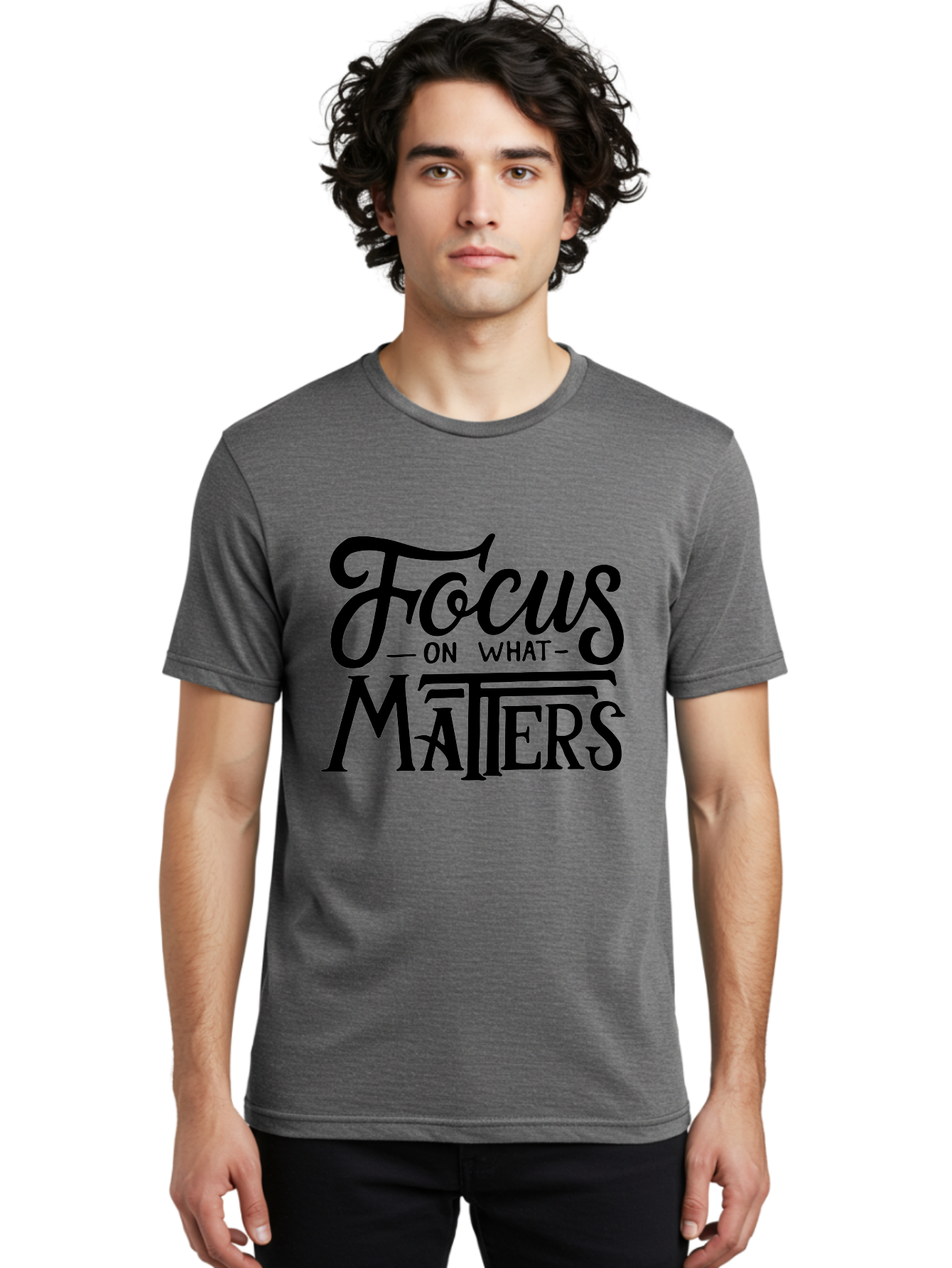 Focus-On-What-Matters Men'S Graphic Tee, 100% Cotton, Comfortable Casual Summer Wear, Machine Washable, Motivational Quote, Inspirational Phrase, Focus On Goals, Productivity Tips, Positive Affirmation, Self Improvement, Success Mindset, Aab250 10