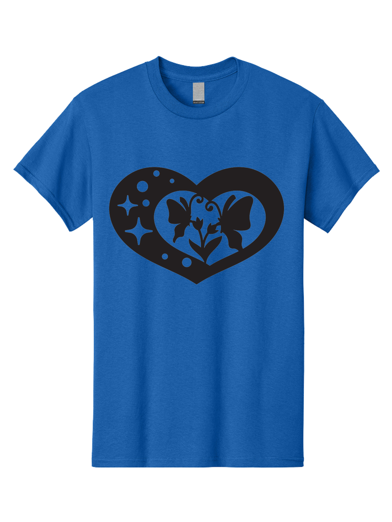 Butterfly-Heart Men'S Graphic Tee, 100% Cotton, Comfortable Casual Summer Wear, Machine Washable, Heart Shape, Butterfly Silhouette, Floral Design, Whimsical Graphics, Decorative Art, Symbolic Heart, Nature-Inspired, Mystical Charm, Aab259 25