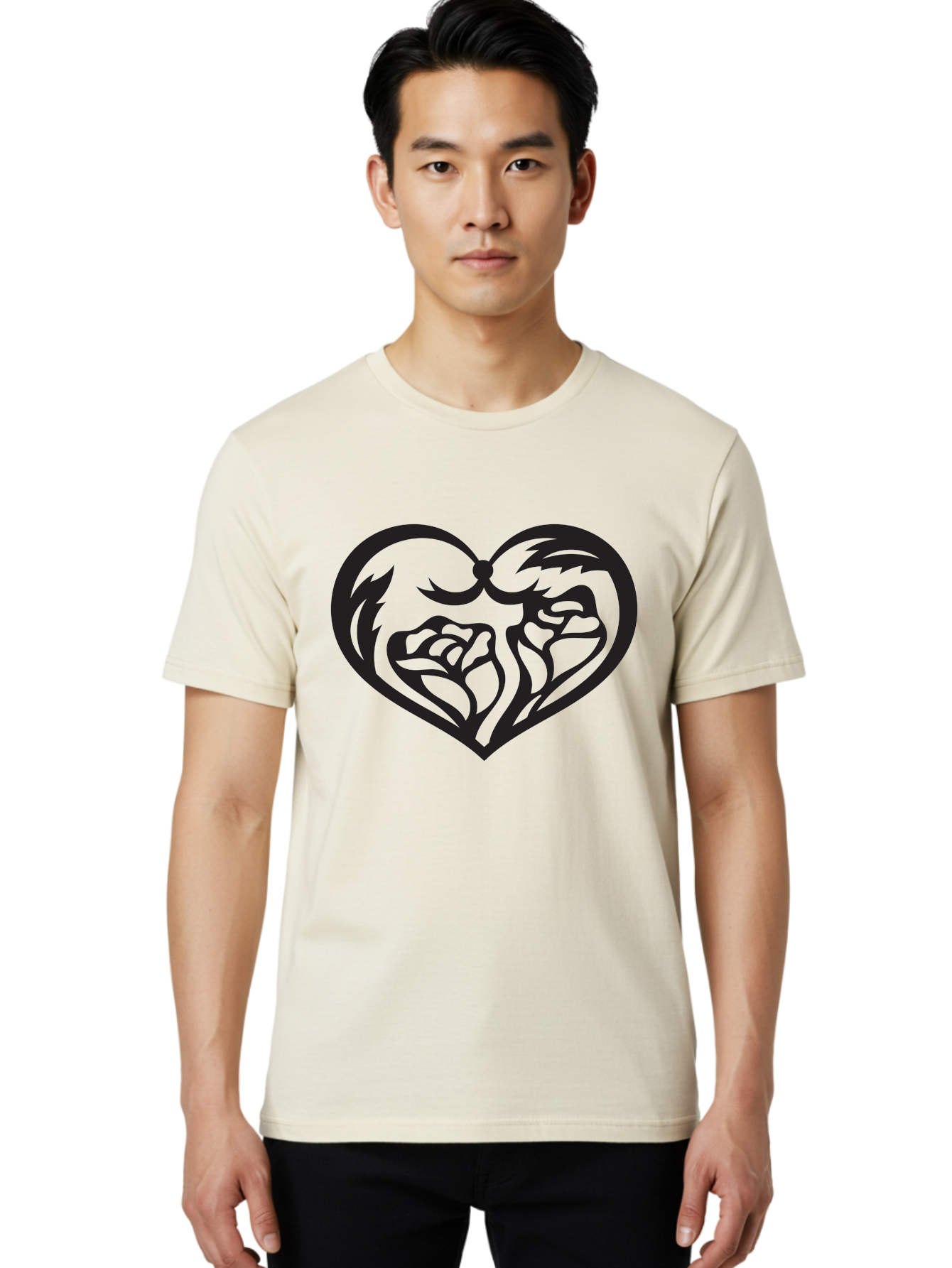 Clenched-Fists-Heart Men'S Graphic Tee, 100% Cotton, Comfortable Casual Summer Wear, Machine Washable, Clenched Fists, Heart Symbol, Strength, Power Symbol, Boxing Gloves, Aggression, Boxing Inspiration, Heart Art, Fist Bump Symbol, Aab260 30