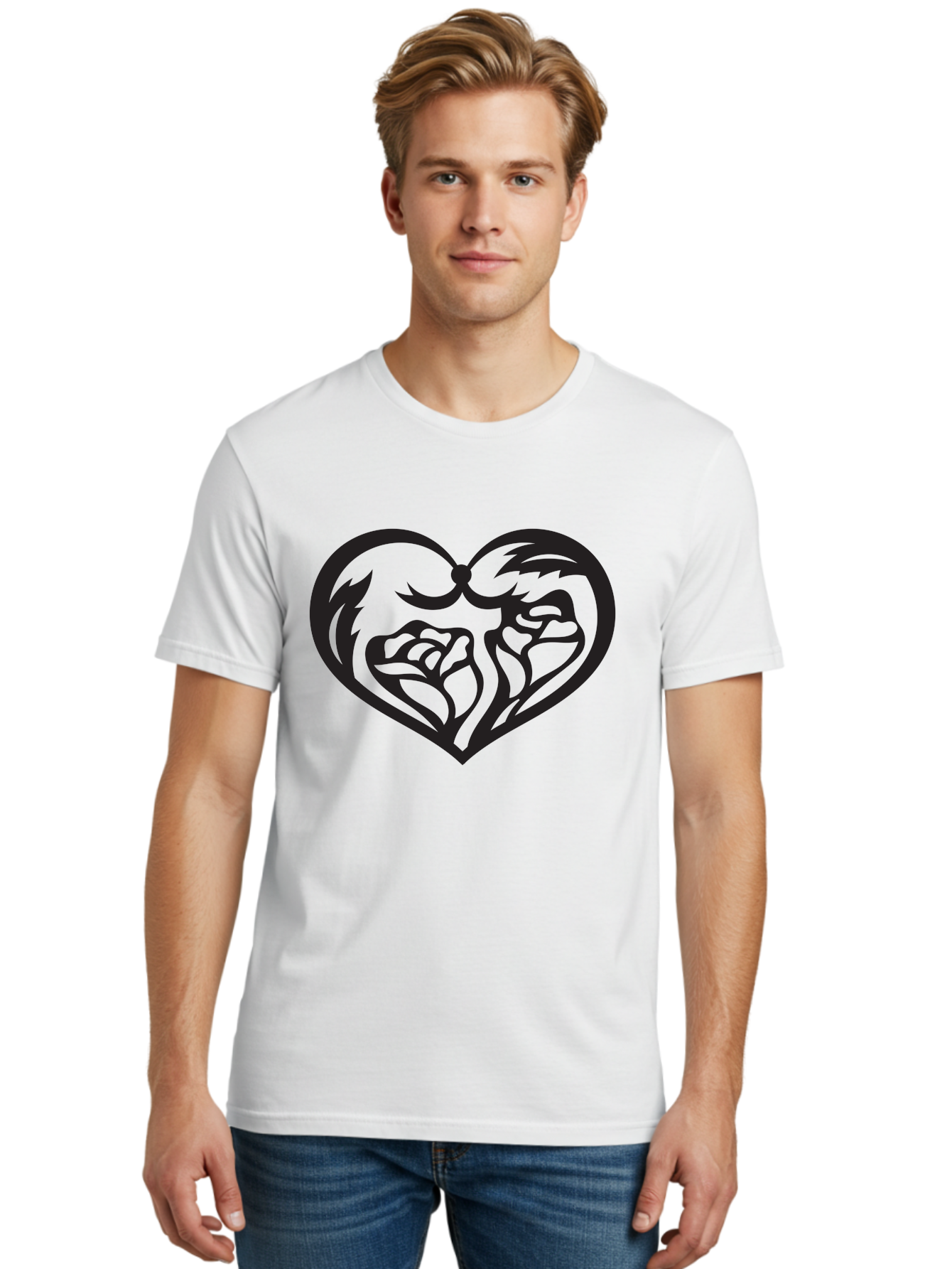 Clenched-Fists-Heart Men'S Graphic Tee, 100% Cotton, Comfortable Casual Summer Wear, Machine Washable, Clenched Fists, Heart Symbol, Strength, Power Symbol, Boxing Gloves, Aggression, Boxing Inspiration, Heart Art, Fist Bump Symbol, Aab260 2