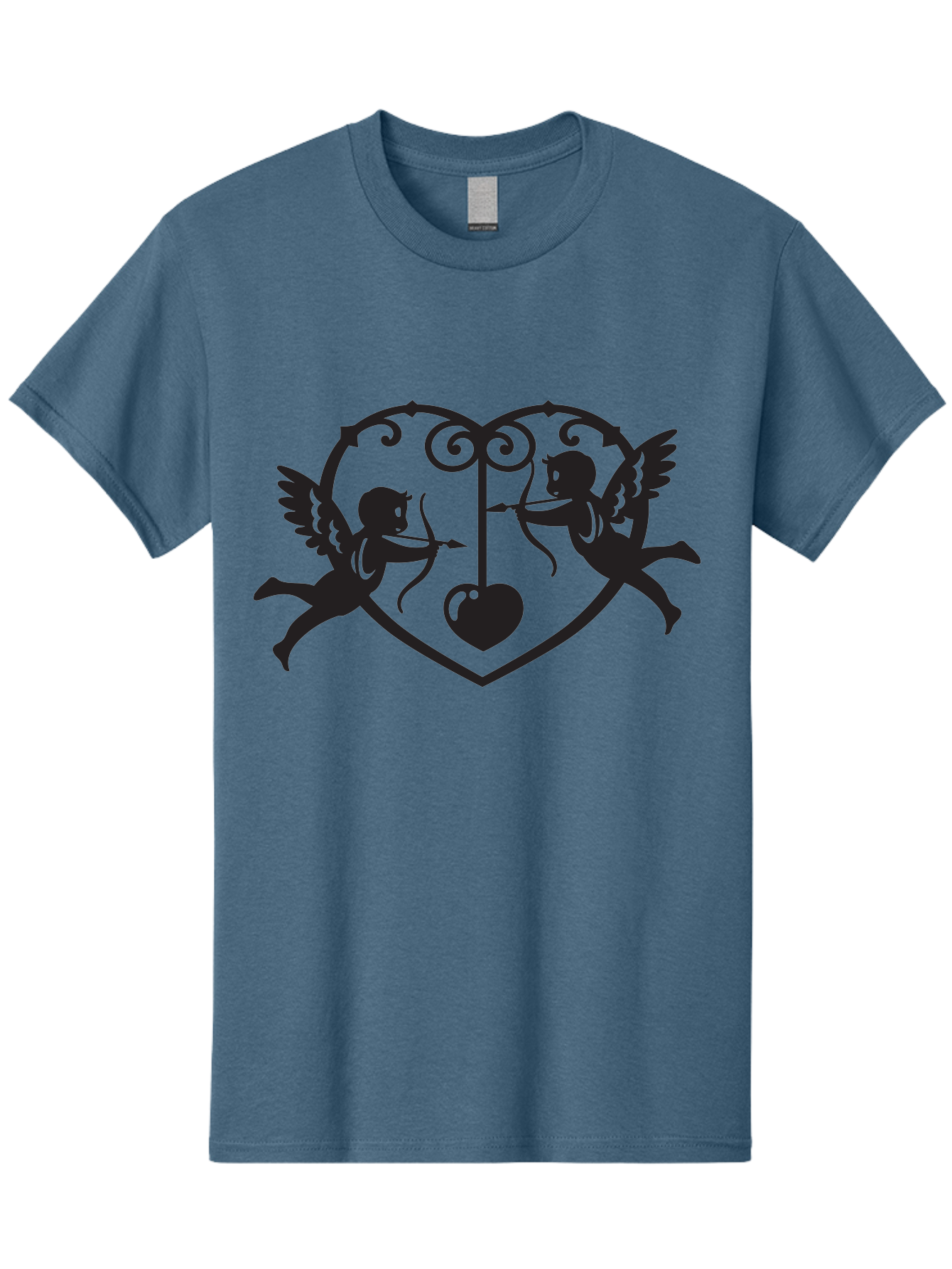 Cupid-Shooting-Arrow-At-Heart Men'S Graphic Tee, 100% Cotton, Comfortable Casual Summer Wear, Machine Washable, Cupid Shooting Arrows, Love Heart, Symbol Of Love, Romantic Icon, Valentine'S Day Theme, Cherub With Bow And Arrow, Aab263 11