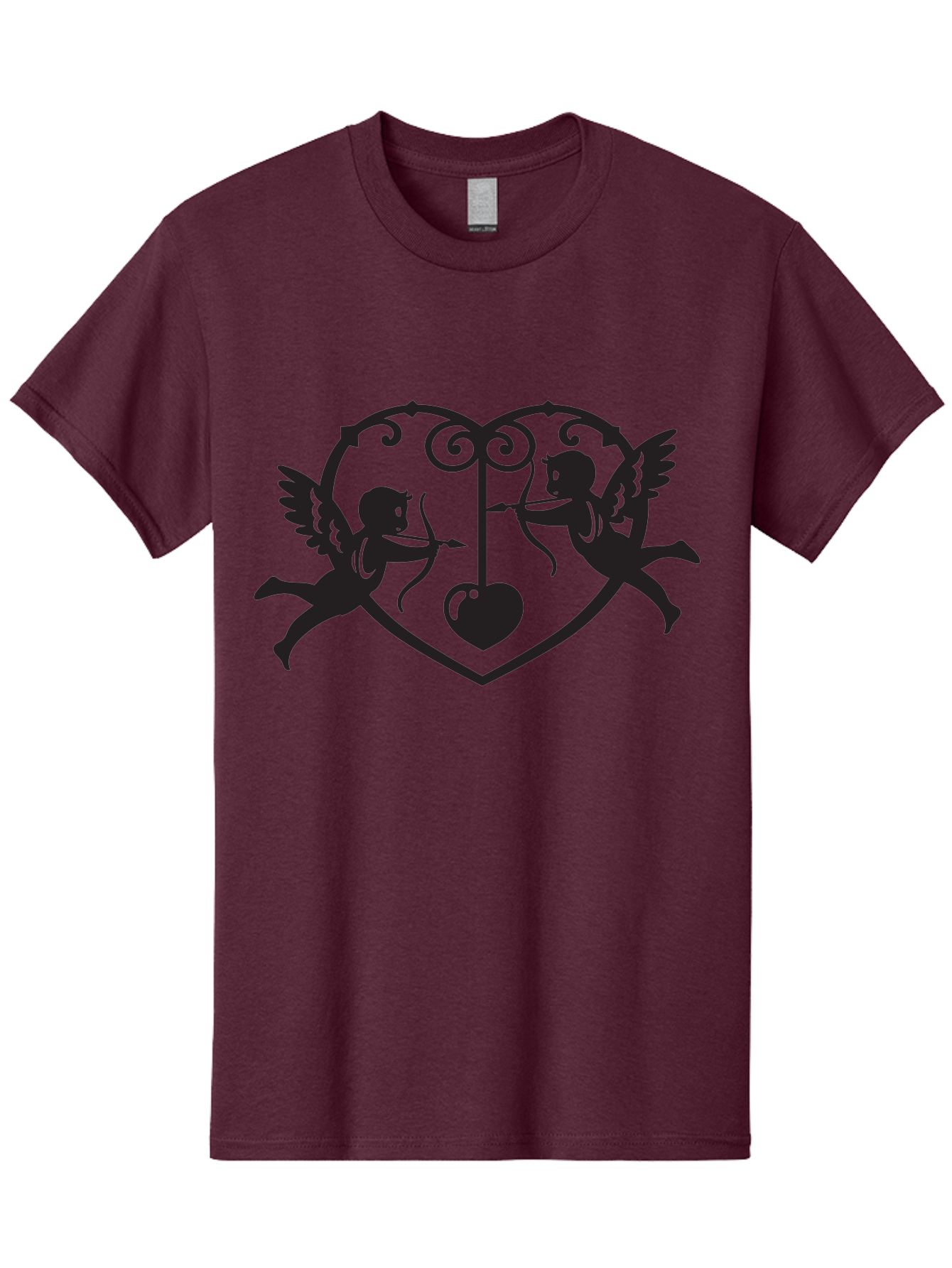 Cupid-Shooting-Arrow-At-Heart Men'S Graphic Tee, 100% Cotton, Comfortable Casual Summer Wear, Machine Washable, Cupid Shooting Arrows, Love Heart, Symbol Of Love, Romantic Icon, Valentine'S Day Theme, Cherub With Bow And Arrow, Aab263 13