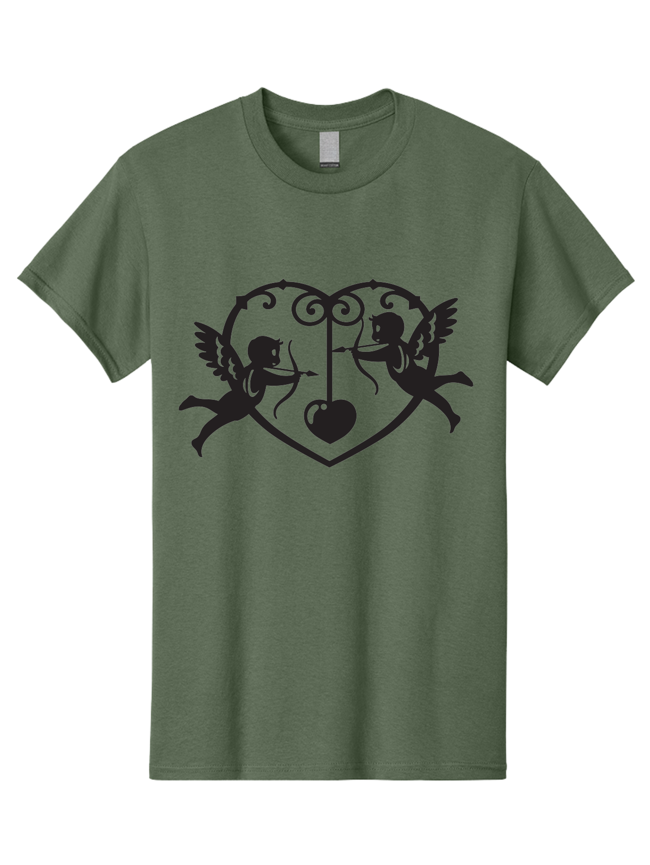 Cupid-Shooting-Arrow-At-Heart Men'S Graphic Tee, 100% Cotton, Comfortable Casual Summer Wear, Machine Washable, Cupid Shooting Arrows, Love Heart, Symbol Of Love, Romantic Icon, Valentine'S Day Theme, Cherub With Bow And Arrow, Aab263 15