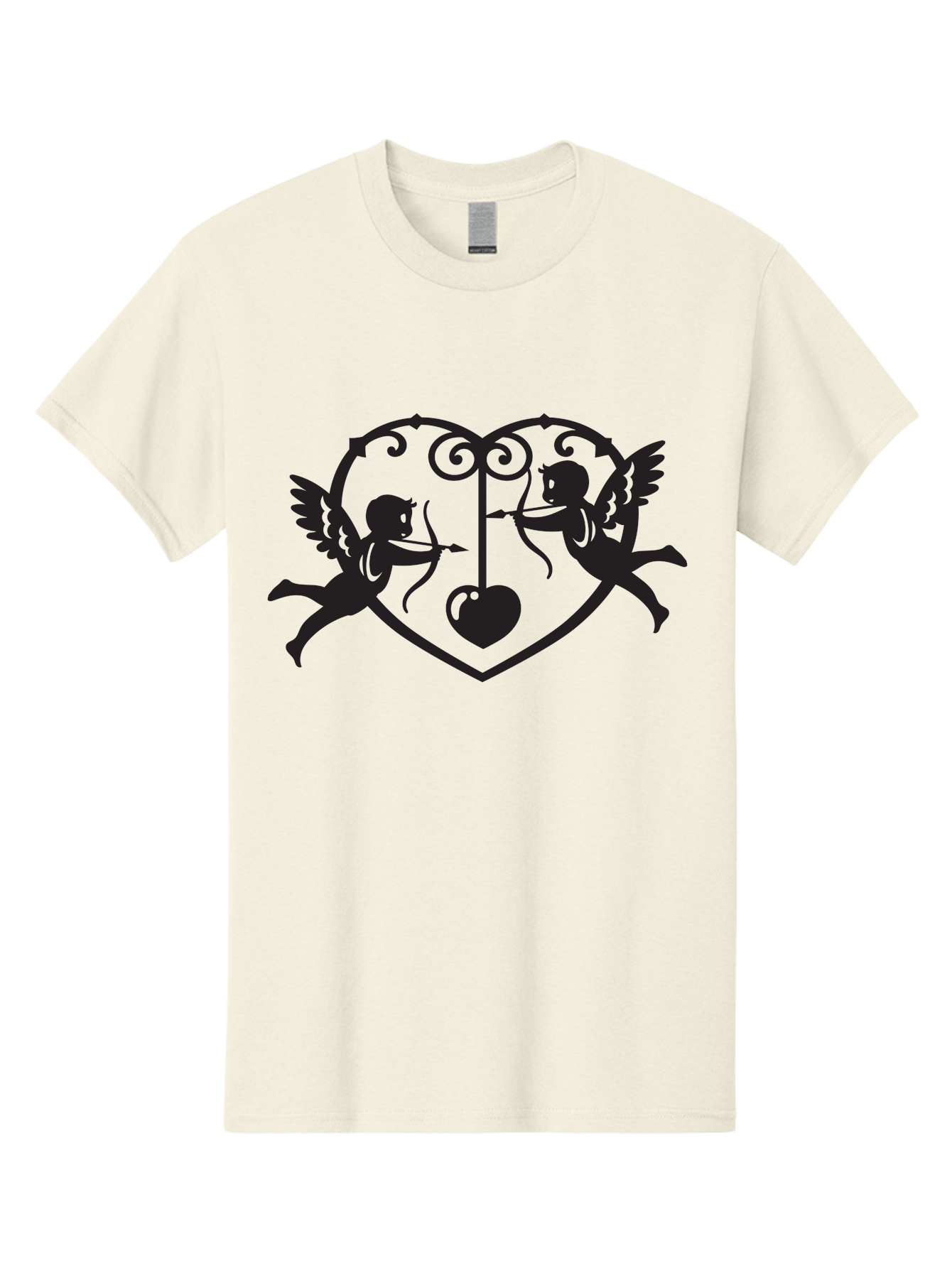 Cupid-Shooting-Arrow-At-Heart Men'S Graphic Tee, 100% Cotton, Comfortable Casual Summer Wear, Machine Washable, Cupid Shooting Arrows, Love Heart, Symbol Of Love, Romantic Icon, Valentine'S Day Theme, Cherub With Bow And Arrow, Aab263 17