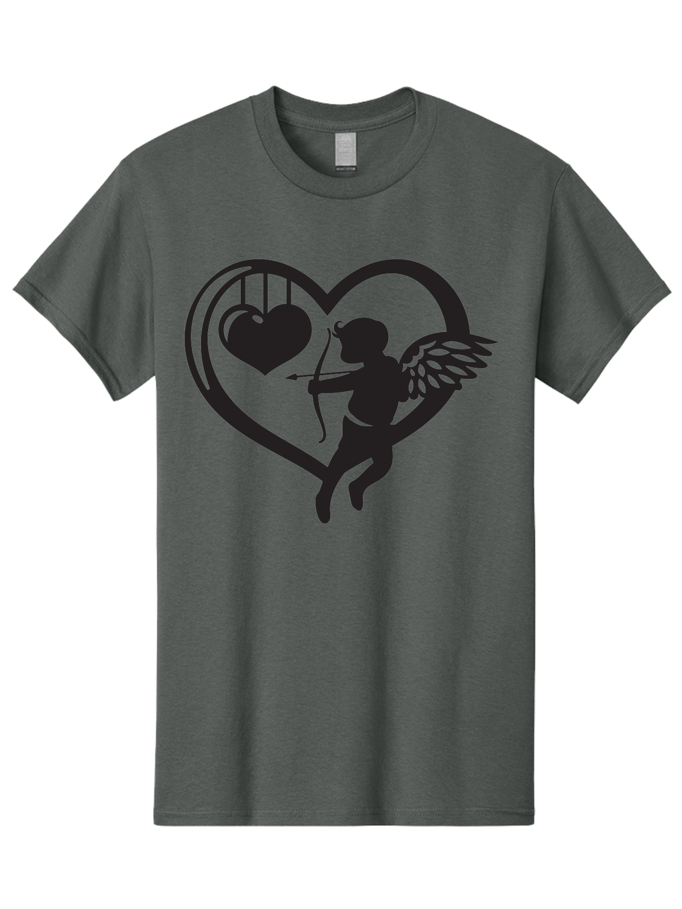 Cupid-With-Bow-And-Arrow Men'S Graphic Tee, 100% Cotton, Comfortable Casual Summer Wear, Machine Washable, Cupid Shooting Arrow, Heart Shape, Love Symbol, Romantic Gesture, Arrow And Heart, Valentine'S Day Icon, Cherub With Bow Aab264 1