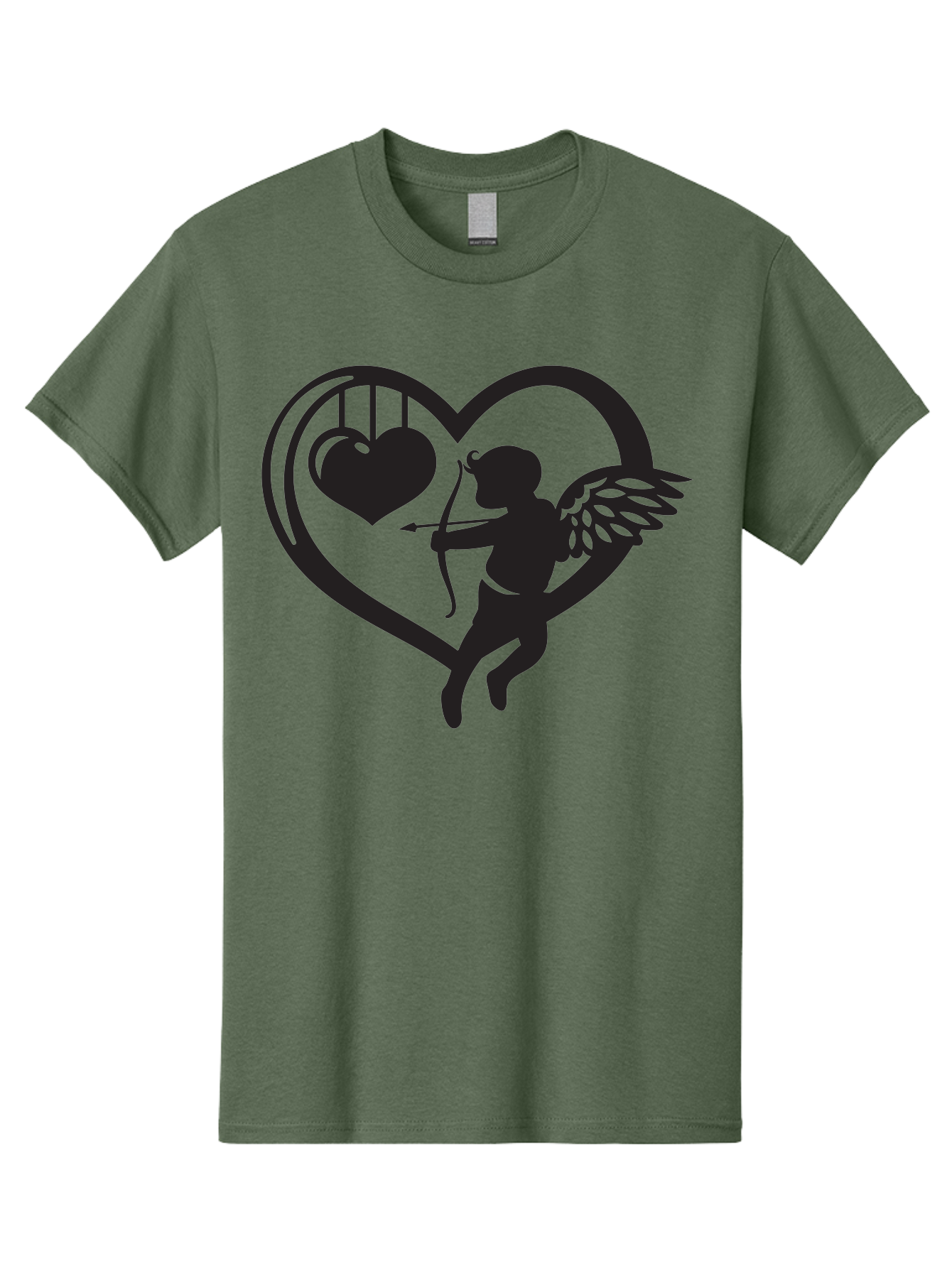 Cupid-With-Bow-And-Arrow Men'S Graphic Tee, 100% Cotton, Comfortable Casual Summer Wear, Machine Washable, Cupid Shooting Arrow, Heart Shape, Love Symbol, Romantic Gesture, Arrow And Heart, Valentine'S Day Icon, Cherub With Bow Aab264 27