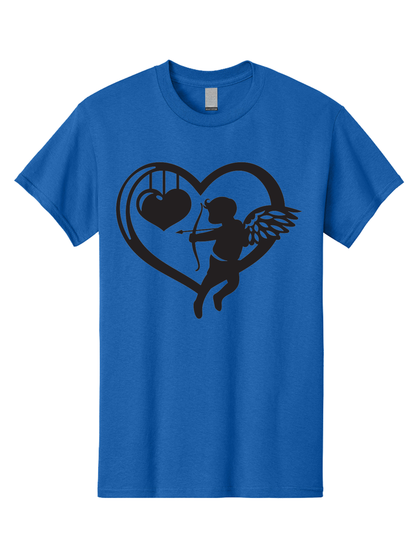 Cupid-With-Bow-And-Arrow Men'S Graphic Tee, 100% Cotton, Comfortable Casual Summer Wear, Machine Washable, Cupid Shooting Arrow, Heart Shape, Love Symbol, Romantic Gesture, Arrow And Heart, Valentine'S Day Icon, Cherub With Bow Aab264 3