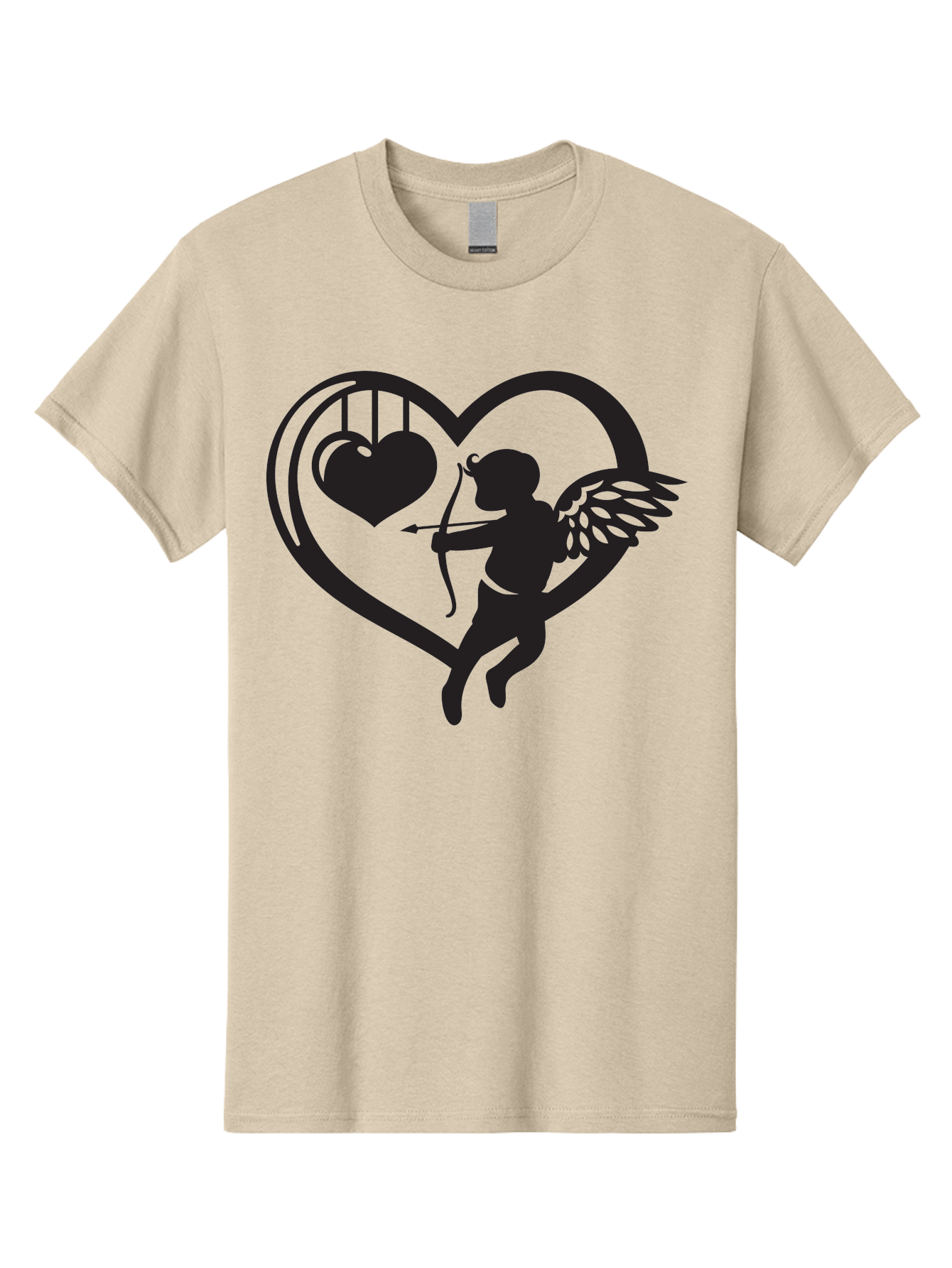 Cupid-With-Bow-And-Arrow Men'S Graphic Tee, 100% Cotton, Comfortable Casual Summer Wear, Machine Washable, Cupid Shooting Arrow, Heart Shape, Love Symbol, Romantic Gesture, Arrow And Heart, Valentine'S Day Icon, Cherub With Bow Aab264 15