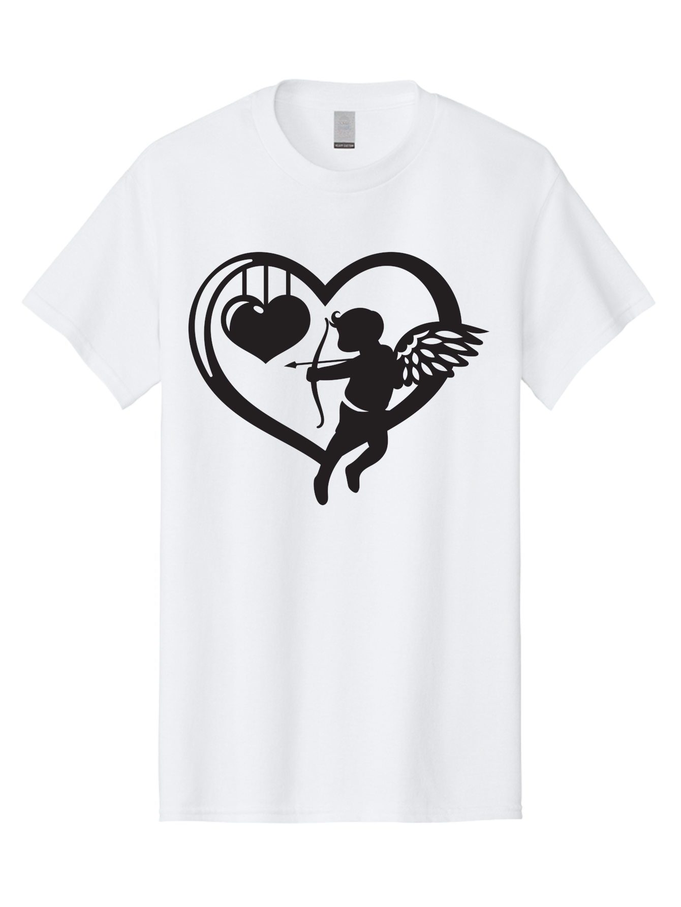 Cupid-With-Bow-And-Arrow Men'S Graphic Tee, 100% Cotton, Comfortable Casual Summer Wear, Machine Washable, Cupid Shooting Arrow, Heart Shape, Love Symbol, Romantic Gesture, Arrow And Heart, Valentine'S Day Icon, Cherub With Bow Aab264 29