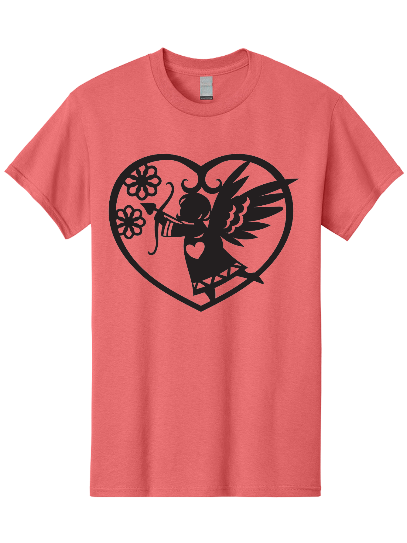 Cupid-With-Flowers Men'S Graphic Tee, 100% Cotton, Comfortable Casual Summer Wear, Machine Washable, Cupid With Bow And Arrow, Love Symbol, Valentines Day Icon, Heart Shaped Frame, Floral Elements, Romance And Love, Cherub With Wings Aab265 5