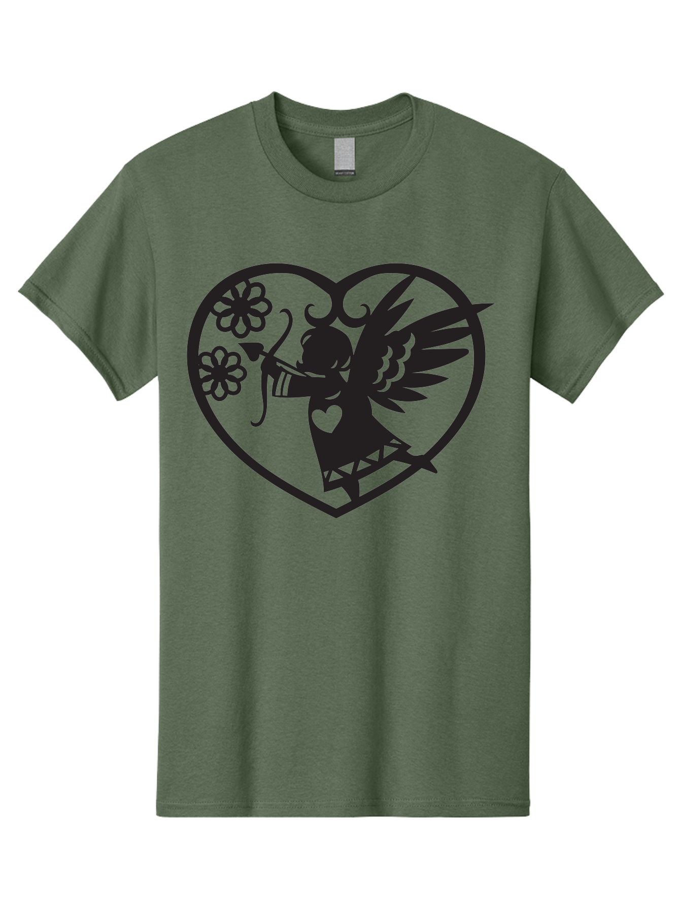 Cupid-With-Flowers Men'S Graphic Tee, 100% Cotton, Comfortable Casual Summer Wear, Machine Washable, Cupid With Bow And Arrow, Love Symbol, Valentines Day Icon, Heart Shaped Frame, Floral Elements, Romance And Love, Cherub With Wings Aab265 15