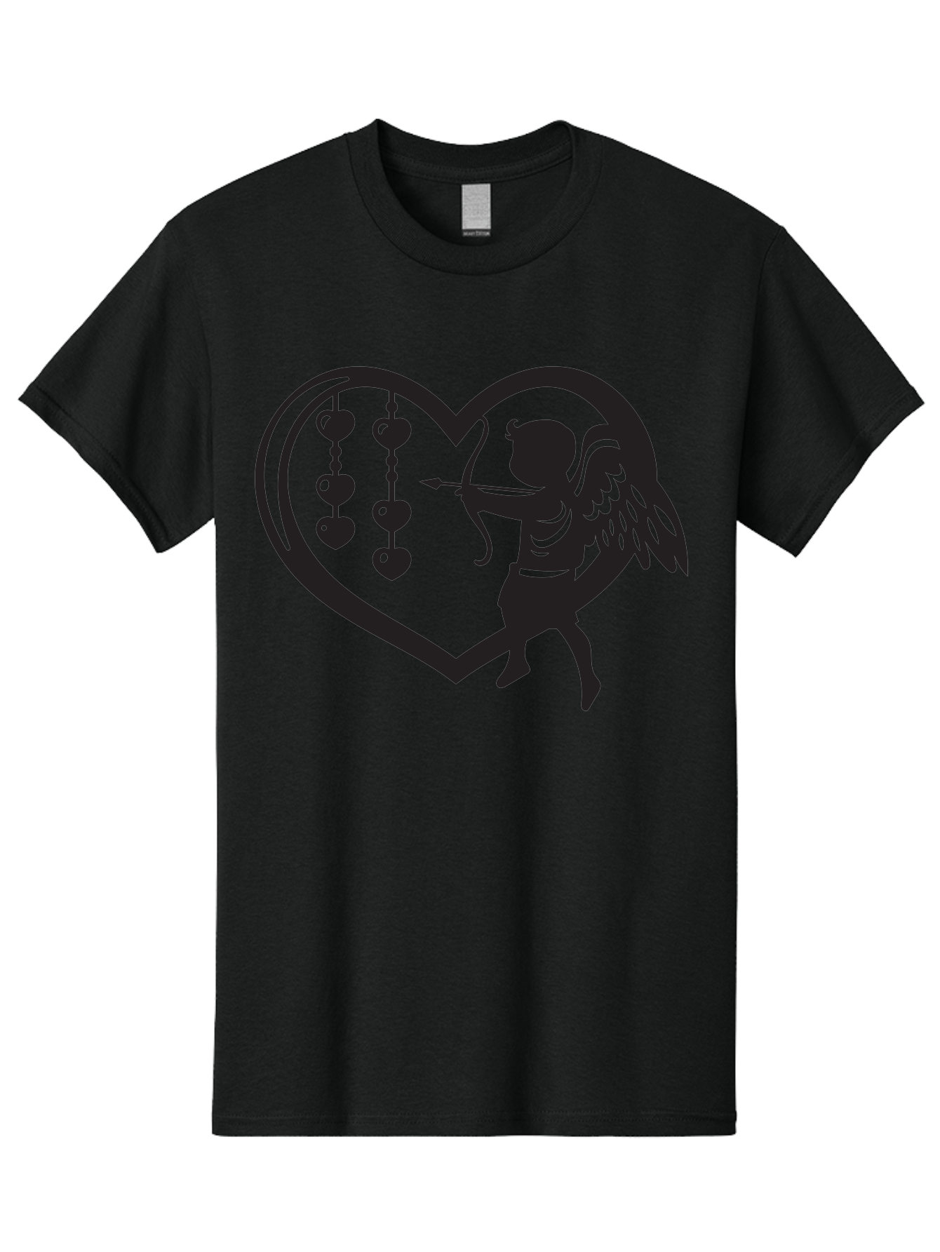 Cupid-With-Heart-Shaped-Necklace Men'S Graphic Tee, 100% Cotton, Comfortable Casual Summer Wear, Machine Washable, Cupid Shooting Arrow, Heart-Shaped Frame, Love Symbol, Valentine'S Day Theme, Romantic Gesture, Heart Beads, Winged Cherub Aab266 1