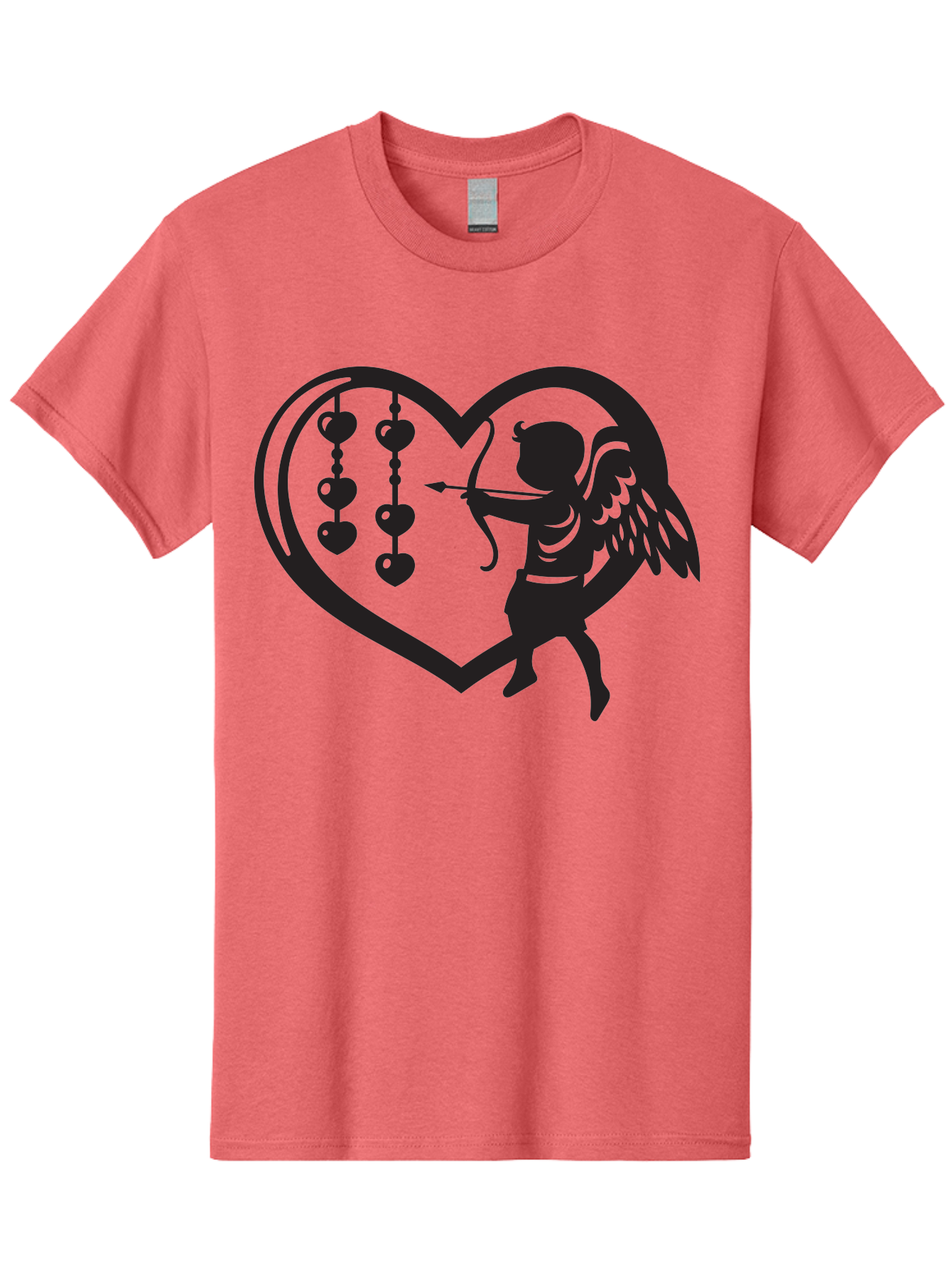 Cupid-With-Heart-Shaped-Necklace Men'S Graphic Tee, 100% Cotton, Comfortable Casual Summer Wear, Machine Washable, Cupid Shooting Arrow, Heart-Shaped Frame, Love Symbol, Valentine'S Day Theme, Romantic Gesture, Heart Beads, Winged Cherub Aab266 5