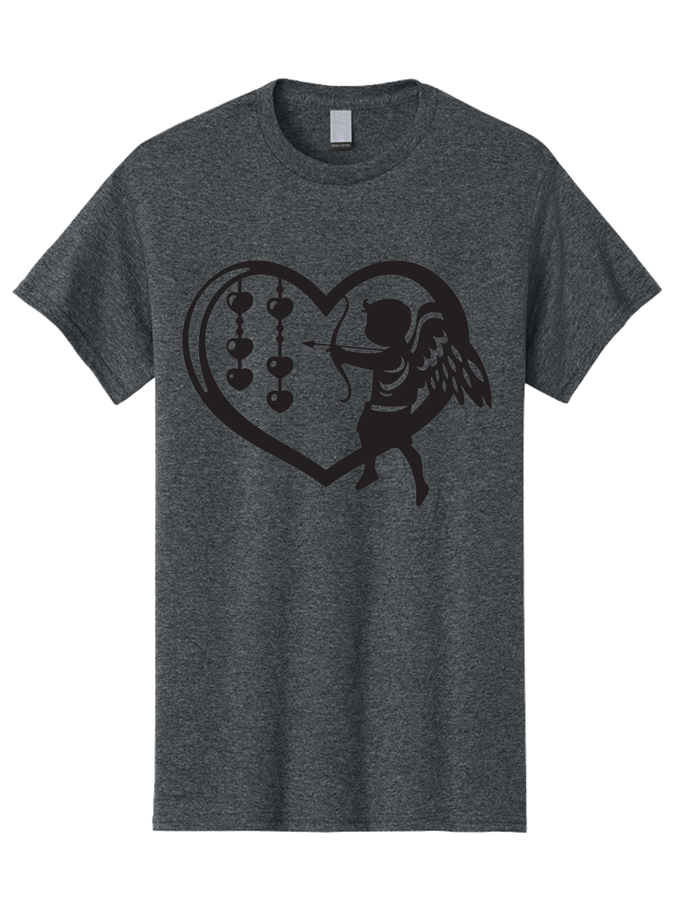Cupid-With-Heart-Shaped-Necklace Men'S Graphic Tee, 100% Cotton, Comfortable Casual Summer Wear, Machine Washable, Cupid Shooting Arrow, Heart-Shaped Frame, Love Symbol, Valentine'S Day Theme, Romantic Gesture, Heart Beads, Winged Cherub Aab266 7