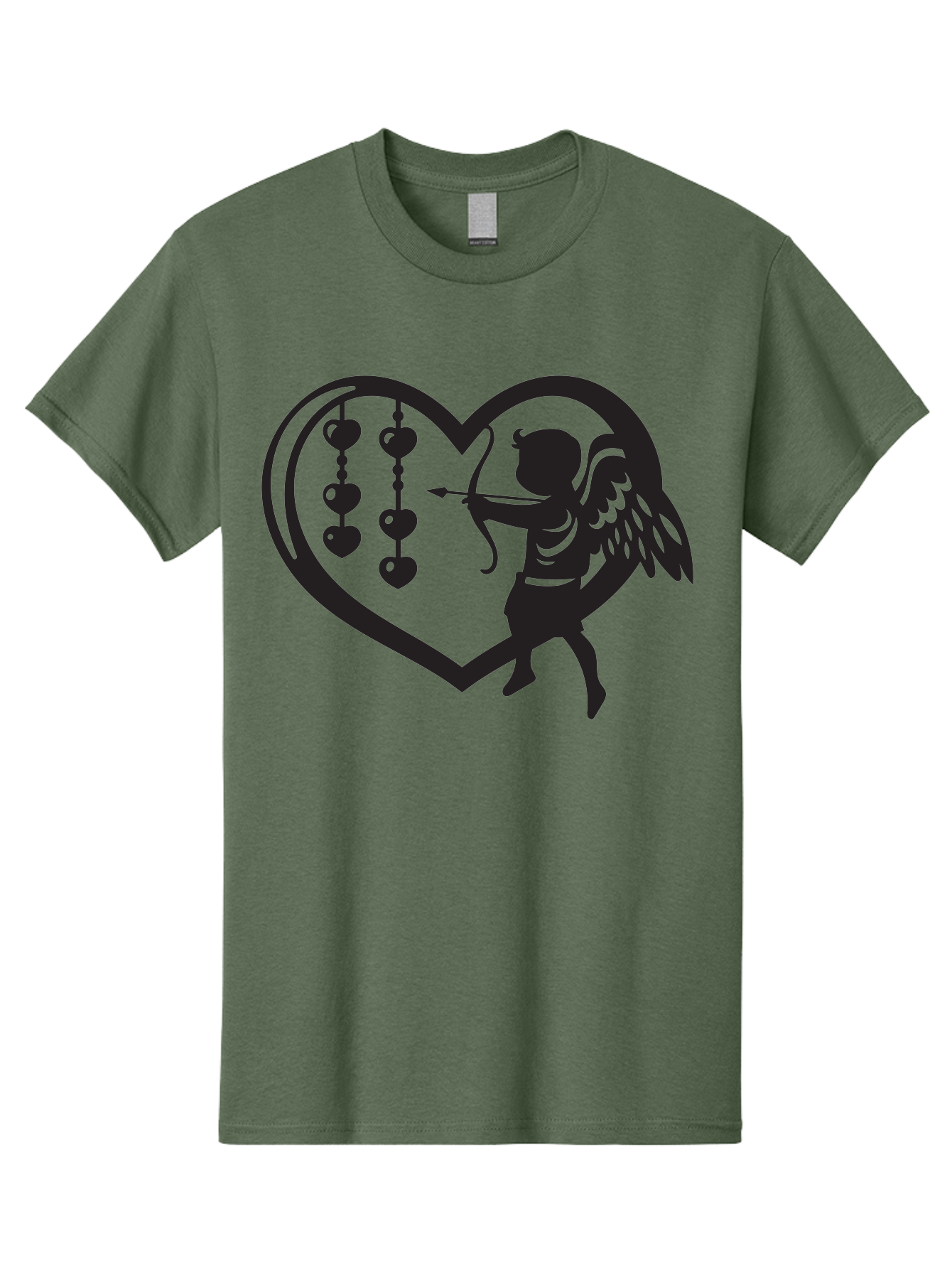 Cupid-With-Heart-Shaped-Necklace Men'S Graphic Tee, 100% Cotton, Comfortable Casual Summer Wear, Machine Washable, Cupid Shooting Arrow, Heart-Shaped Frame, Love Symbol, Valentine'S Day Theme, Romantic Gesture, Heart Beads, Winged Cherub Aab266 15