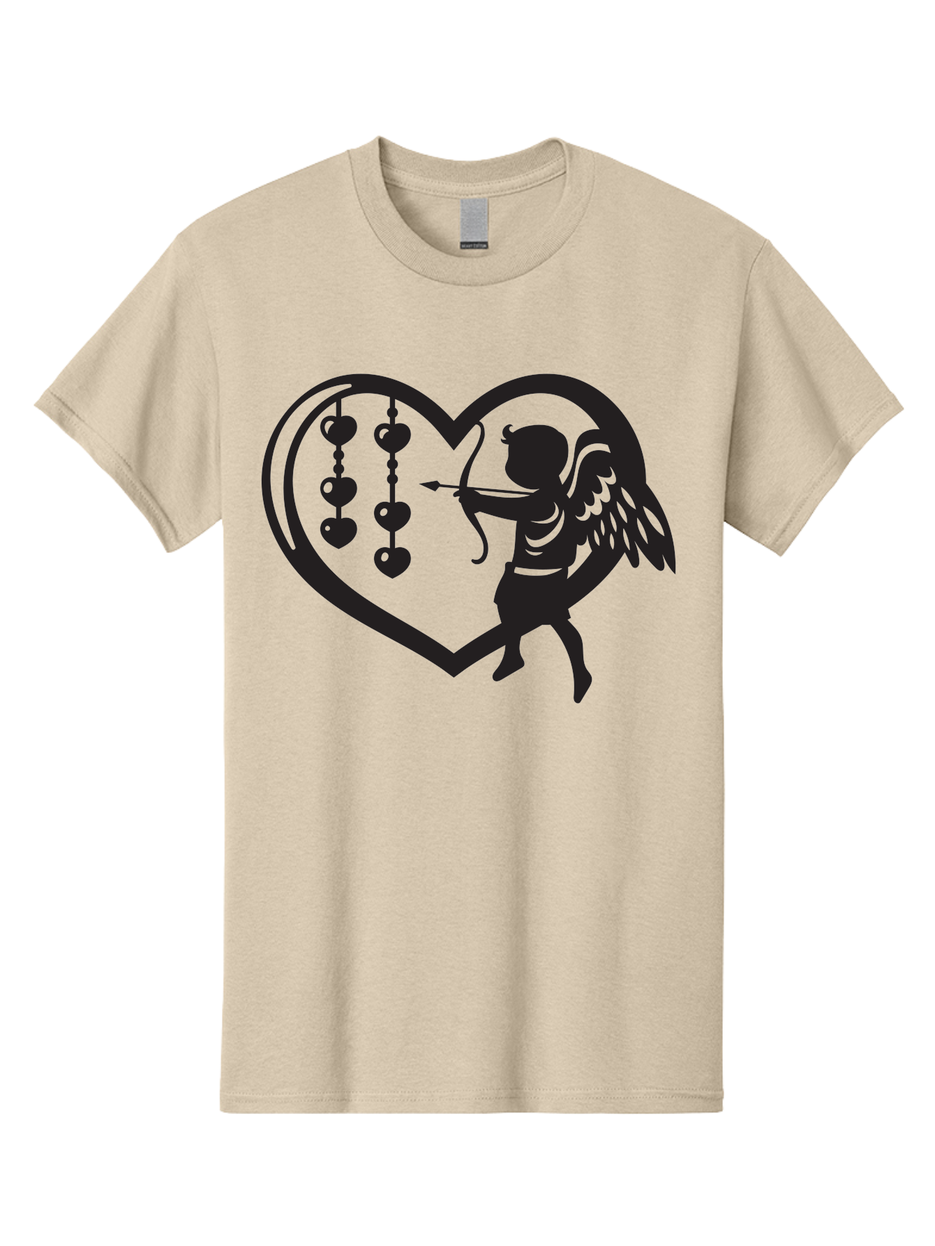 Cupid-With-Heart-Shaped-Necklace Men'S Graphic Tee, 100% Cotton, Comfortable Casual Summer Wear, Machine Washable, Cupid Shooting Arrow, Heart-Shaped Frame, Love Symbol, Valentine'S Day Theme, Romantic Gesture, Heart Beads, Winged Cherub Aab266 27